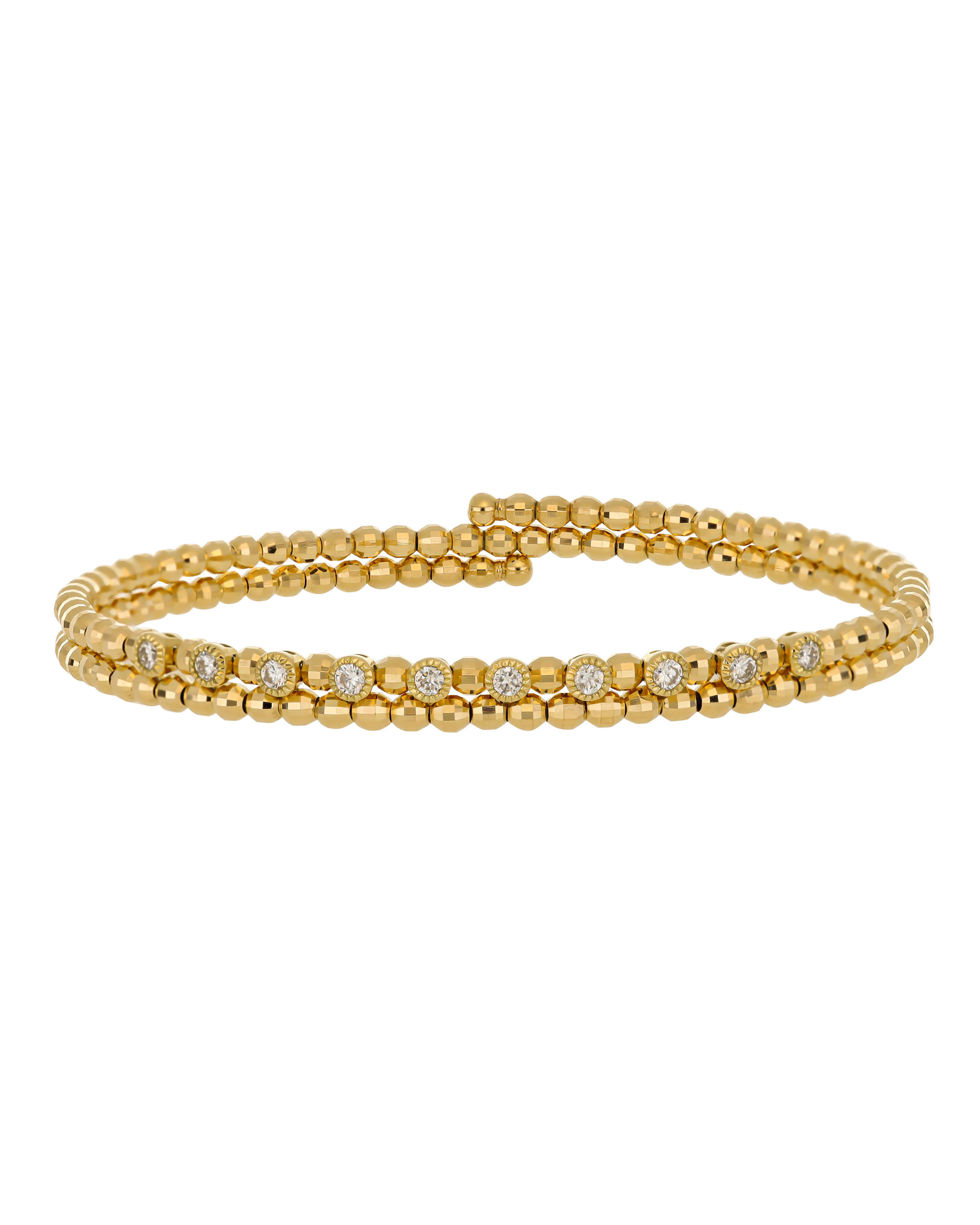 Luxurious Yellow Gold Beaded Bangle Bracelet with Texture