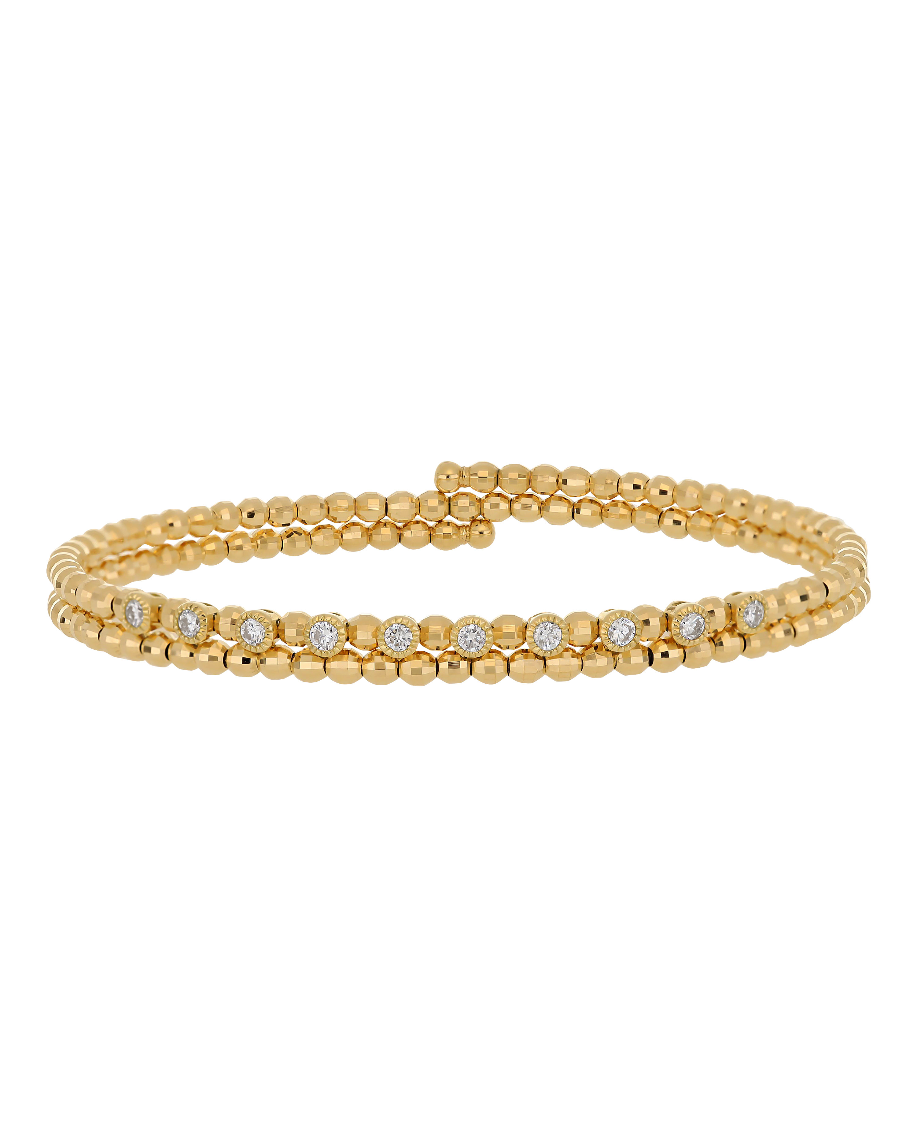 18K Yellow Gold Beaded Flexi Bracelet