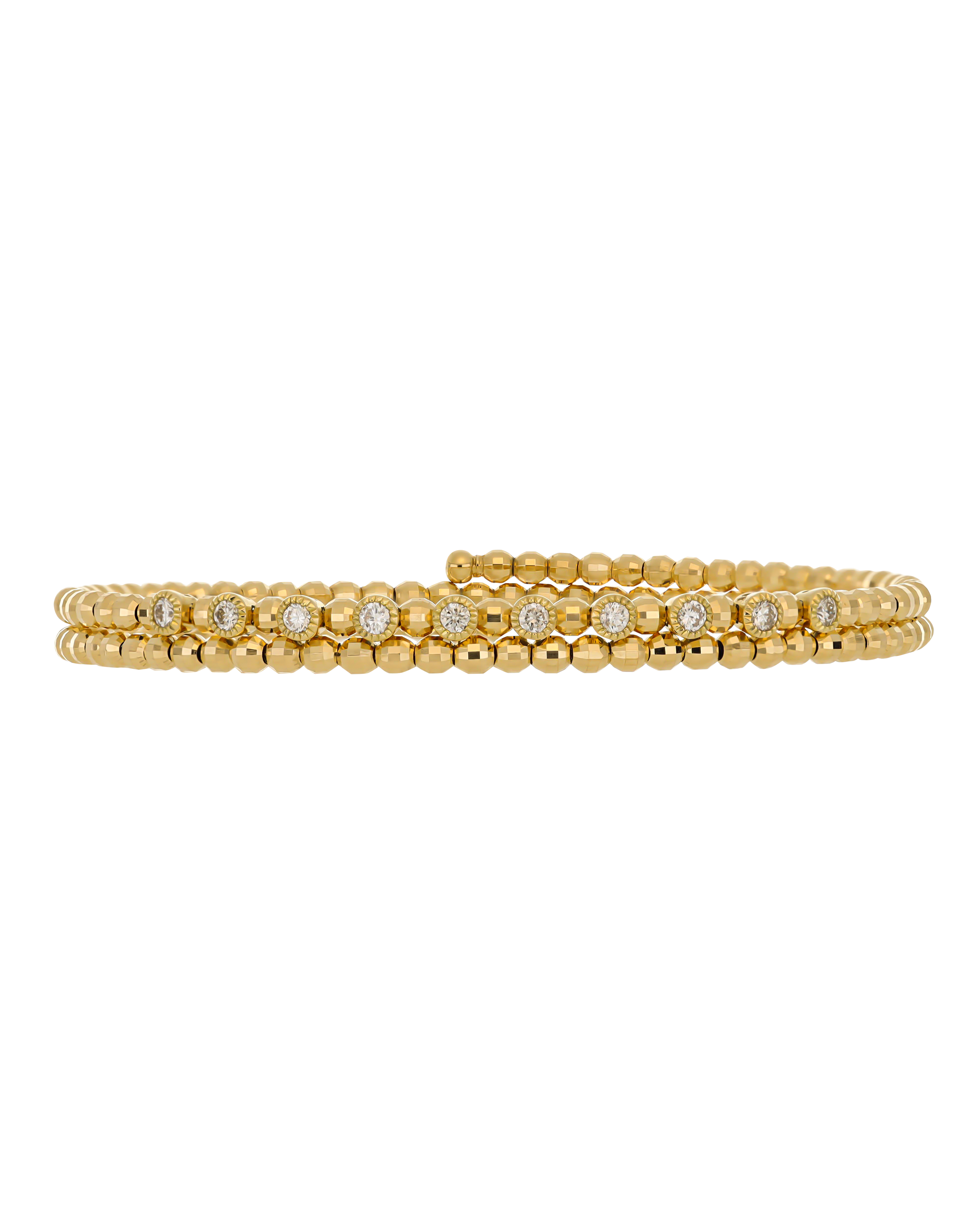Luxurious Yellow Gold Beaded Bangle Bracelet with Texture