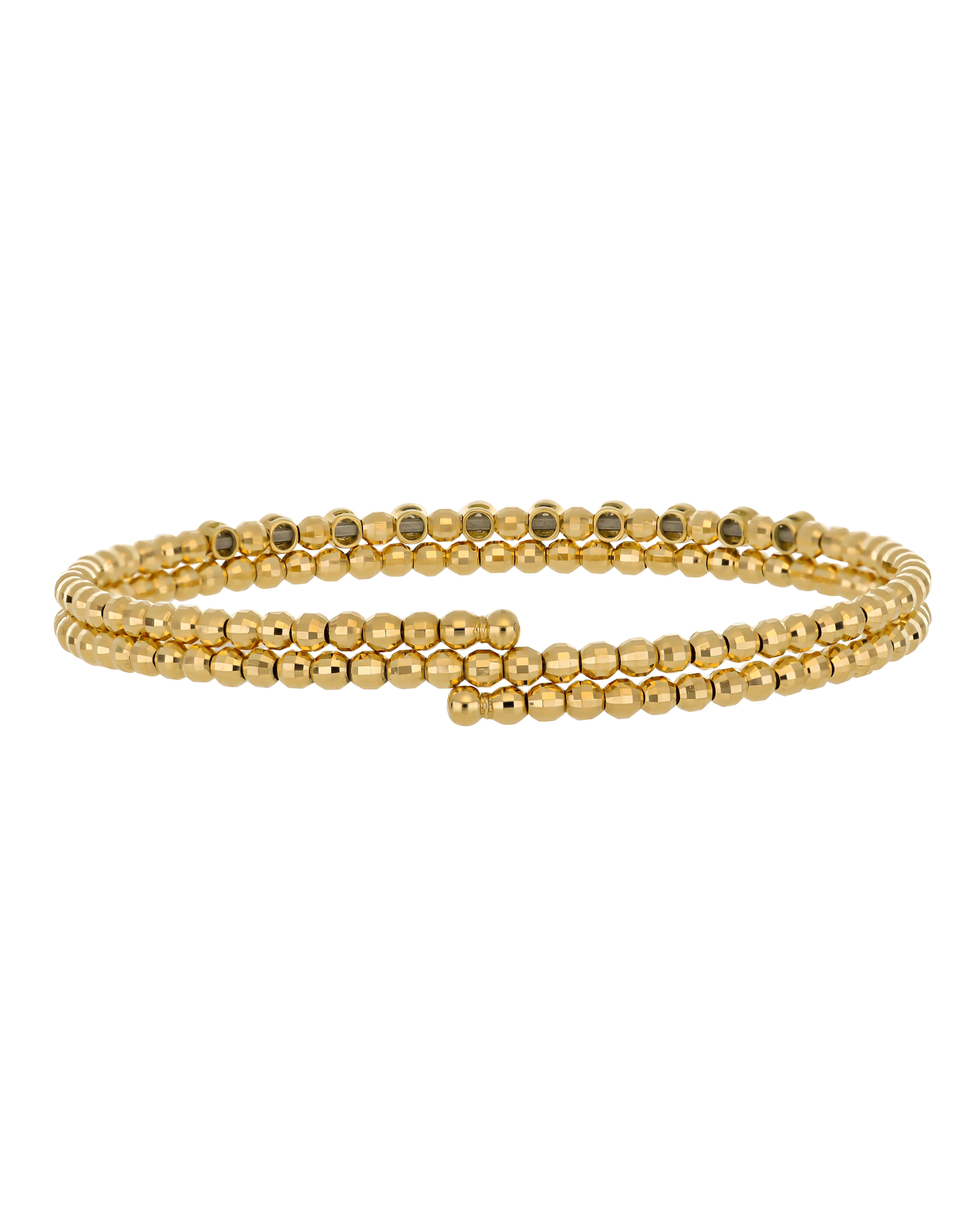 Luxurious Yellow Gold Beaded Bangle Bracelet with Texture