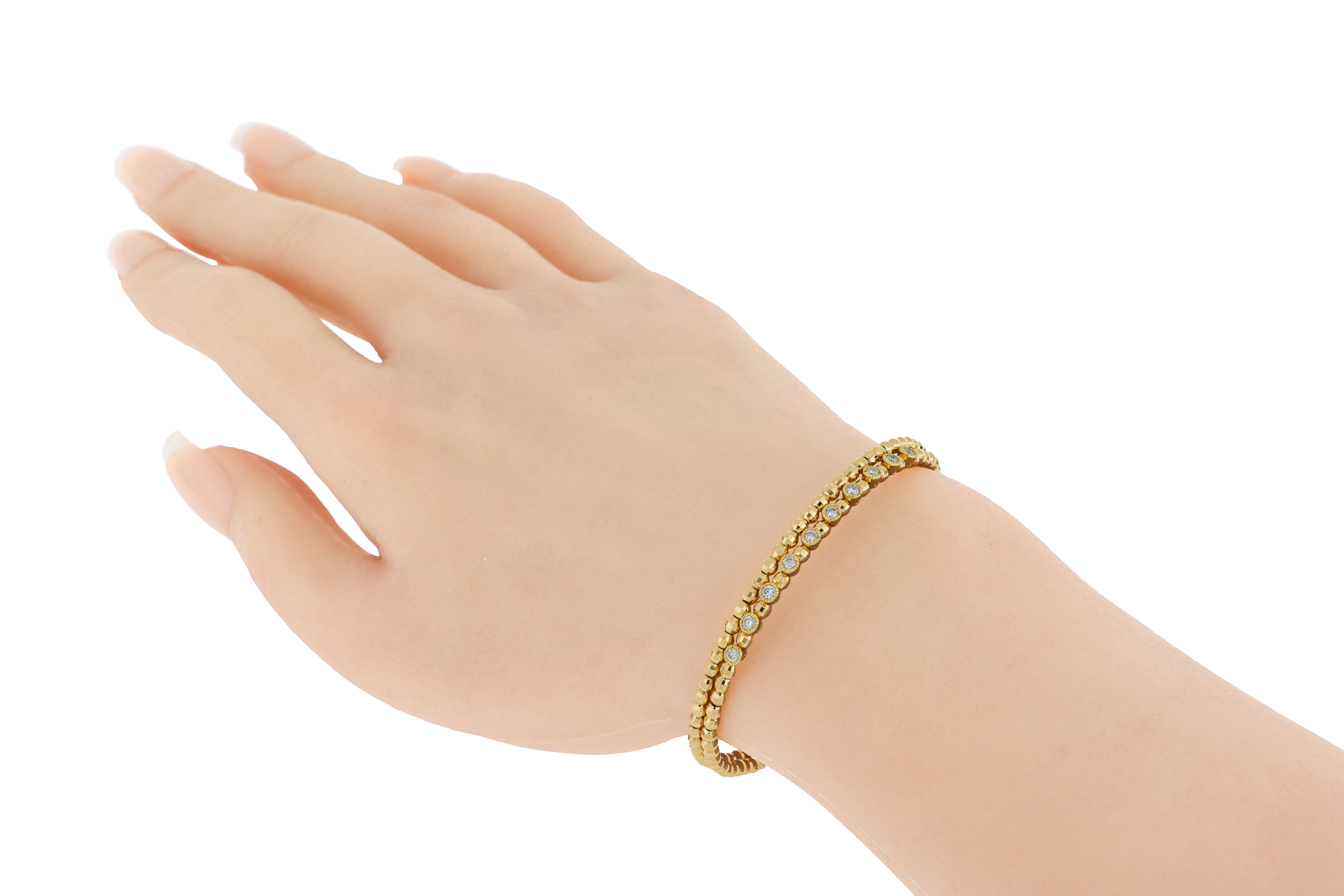 18K Yellow Gold Beaded Flexi Bracelet