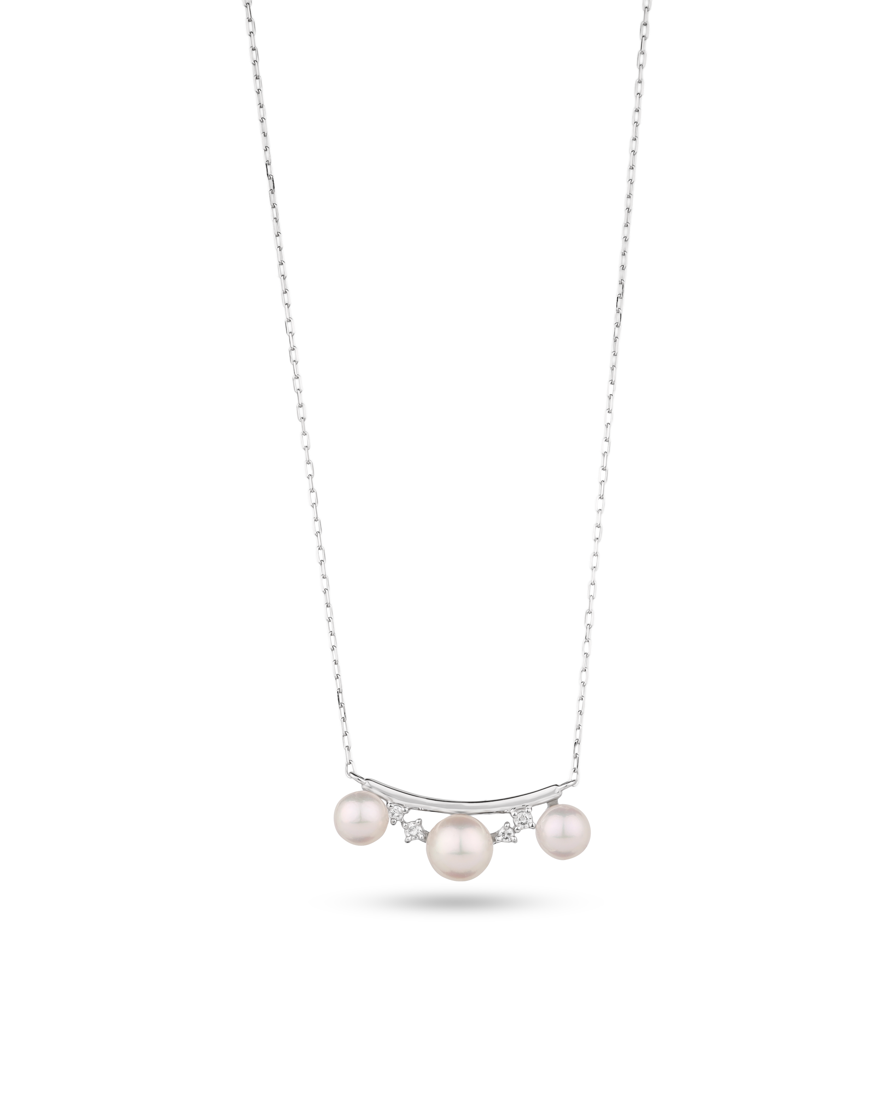 RoundBar Platinum Akoya Pearl Pendant Necklace
