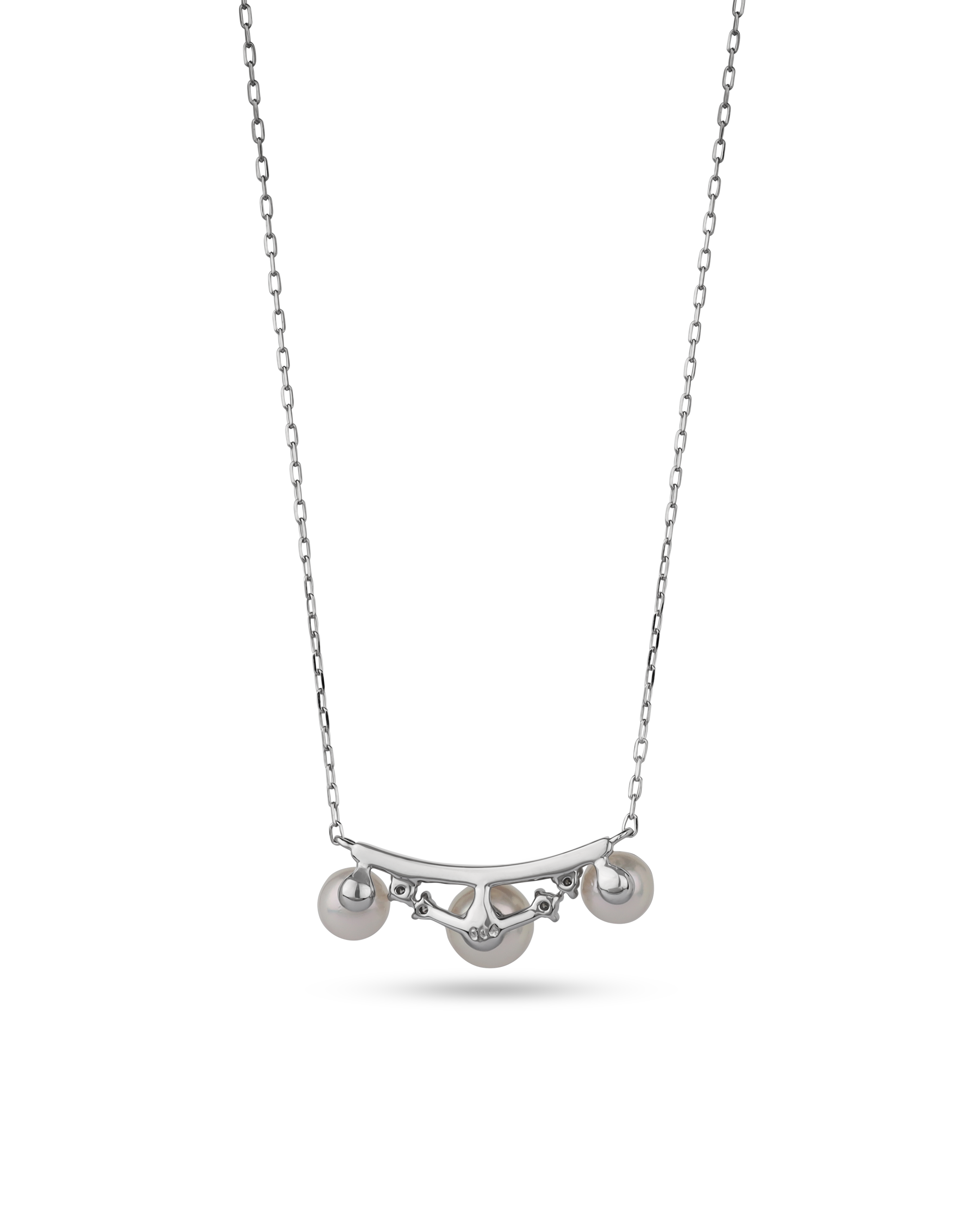 RoundBar Platinum Akoya Pearl Pendant Necklace