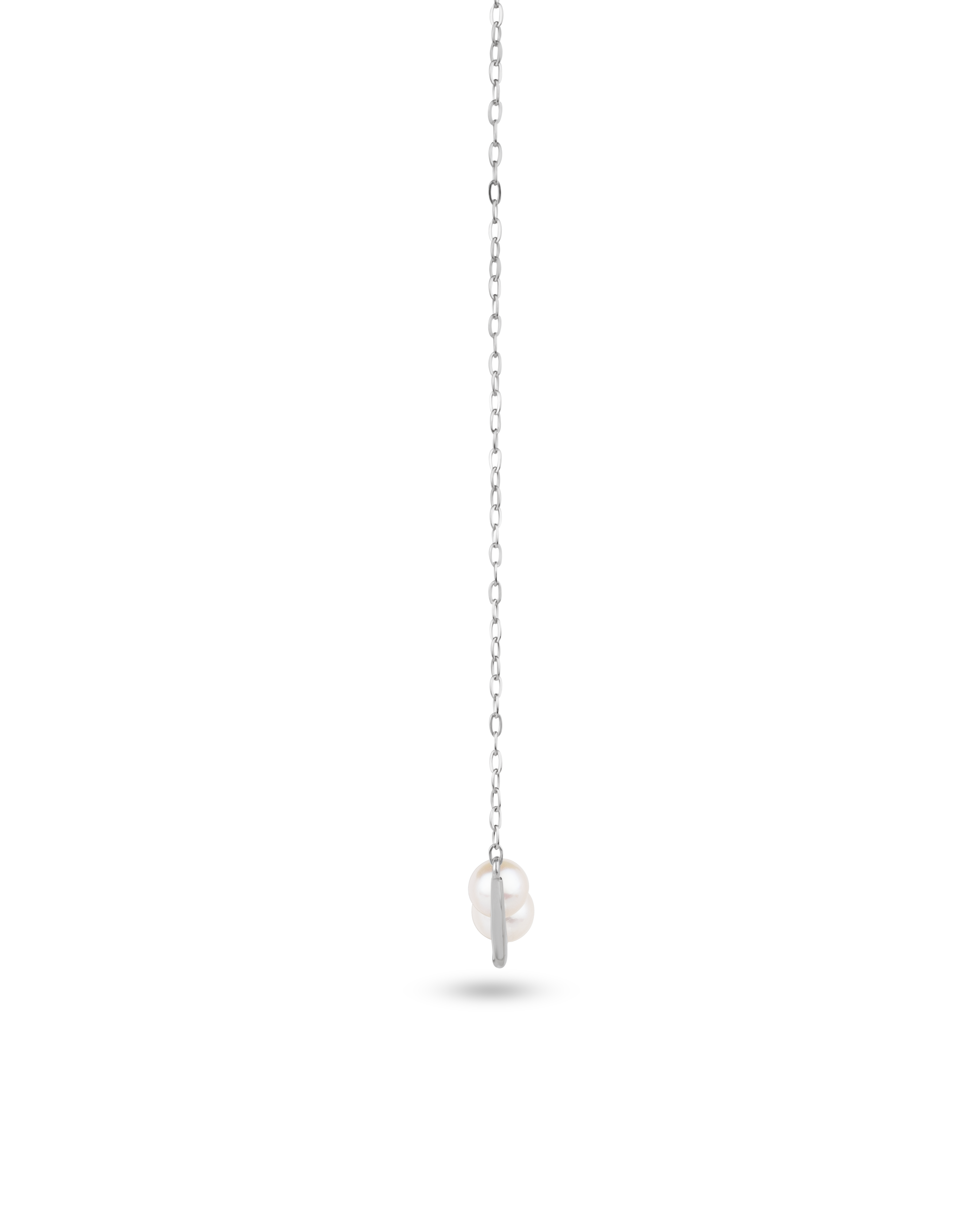 Platinum Akoya Pearl Curved Bar Pendant Necklace
