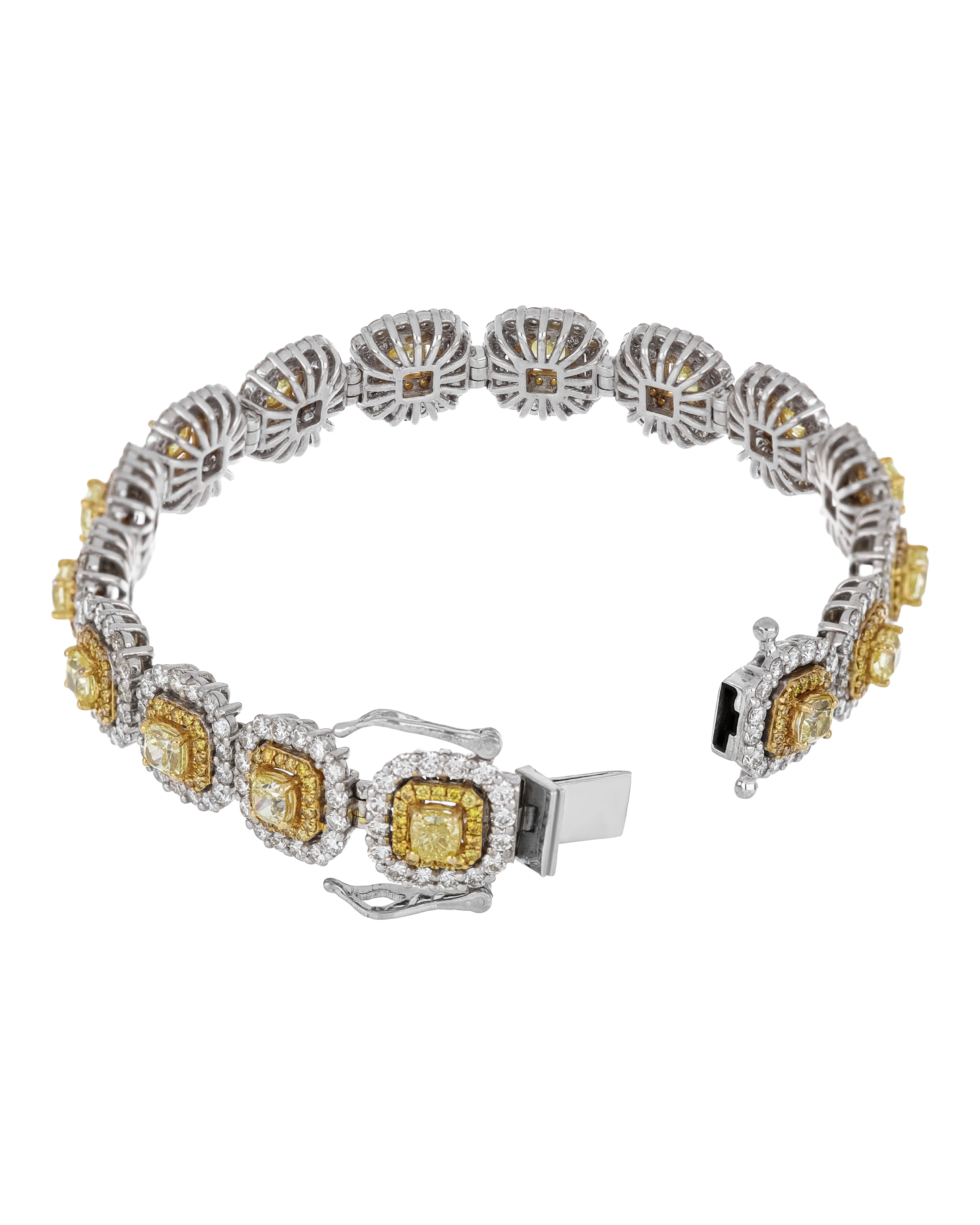 Certified Yellow Diamond Cushion Halo Bracelet