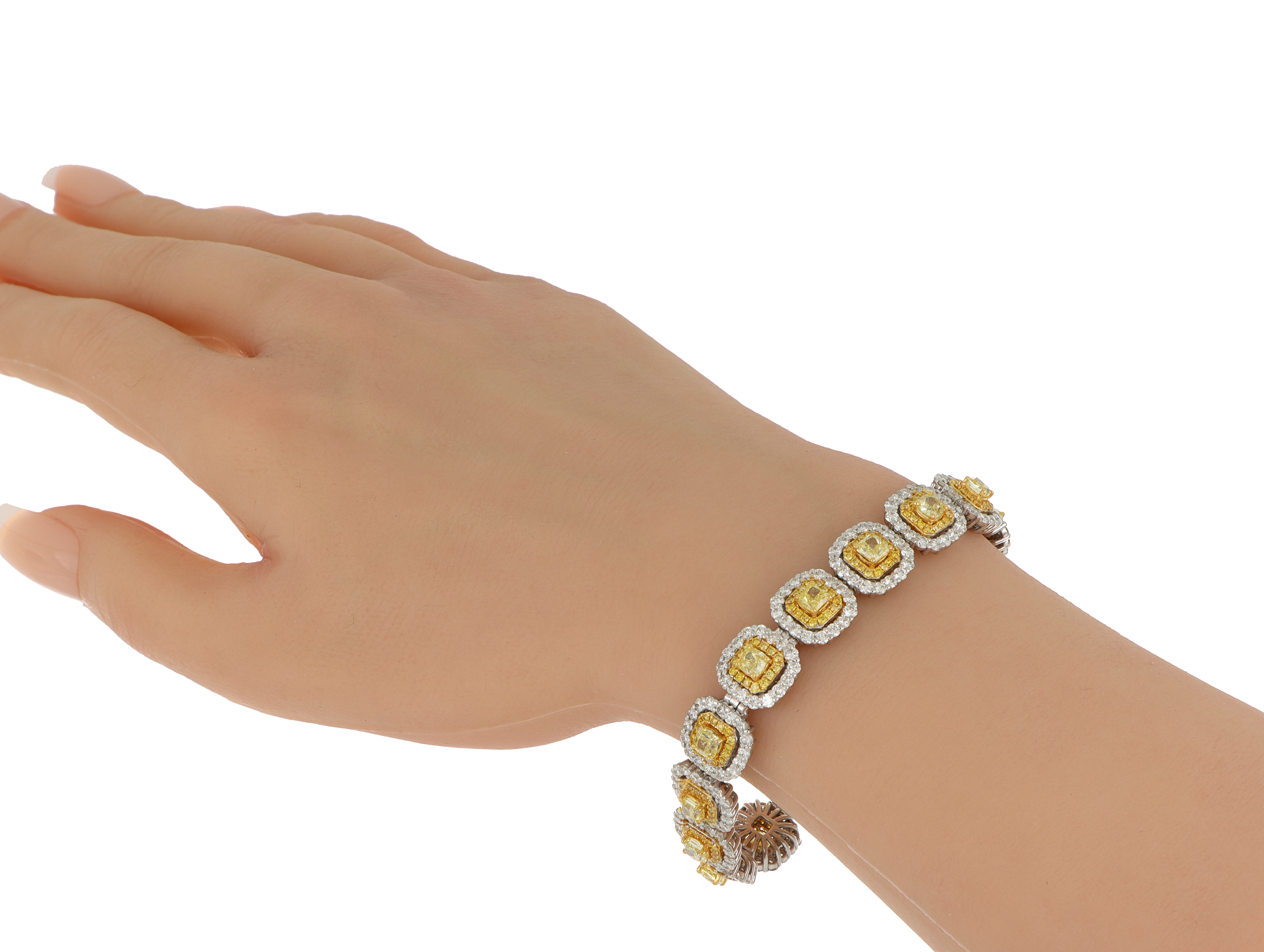 Certified Yellow Diamond Cushion Halo Bracelet