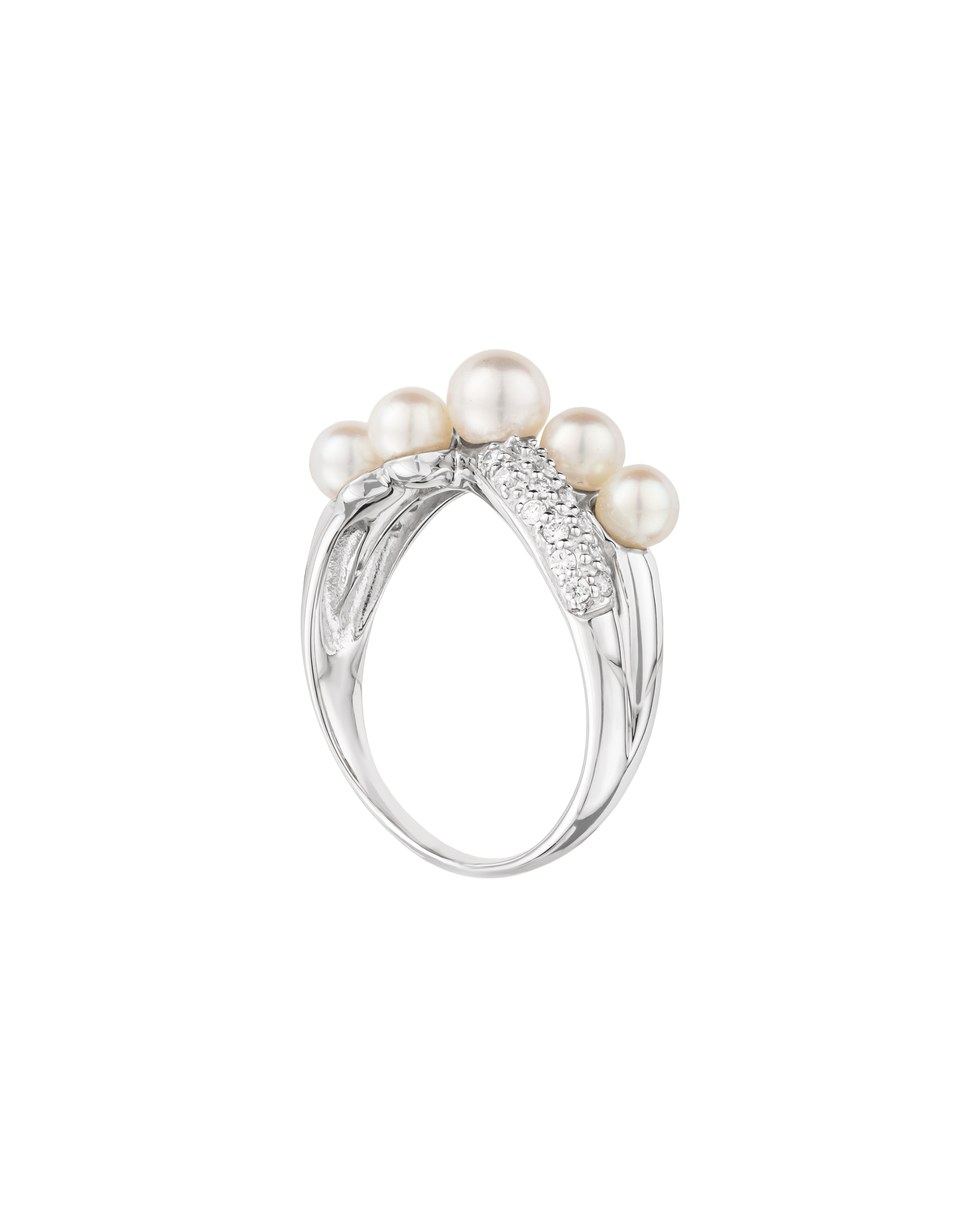 Akoya Pearl and Diamond Ring in Platinum 950 2.4 ct
