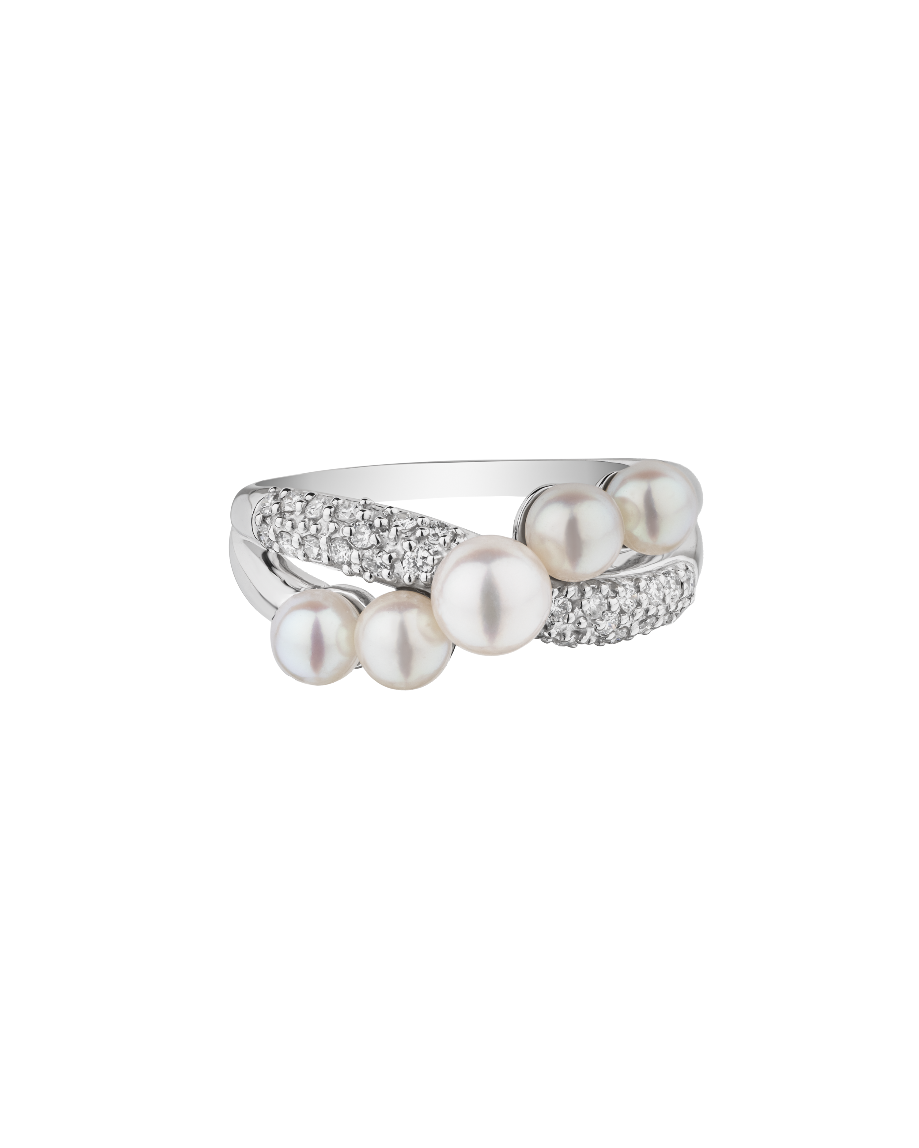 プラチナ950 アコヤ真珠 ダイヤモンド リング 2.4ct