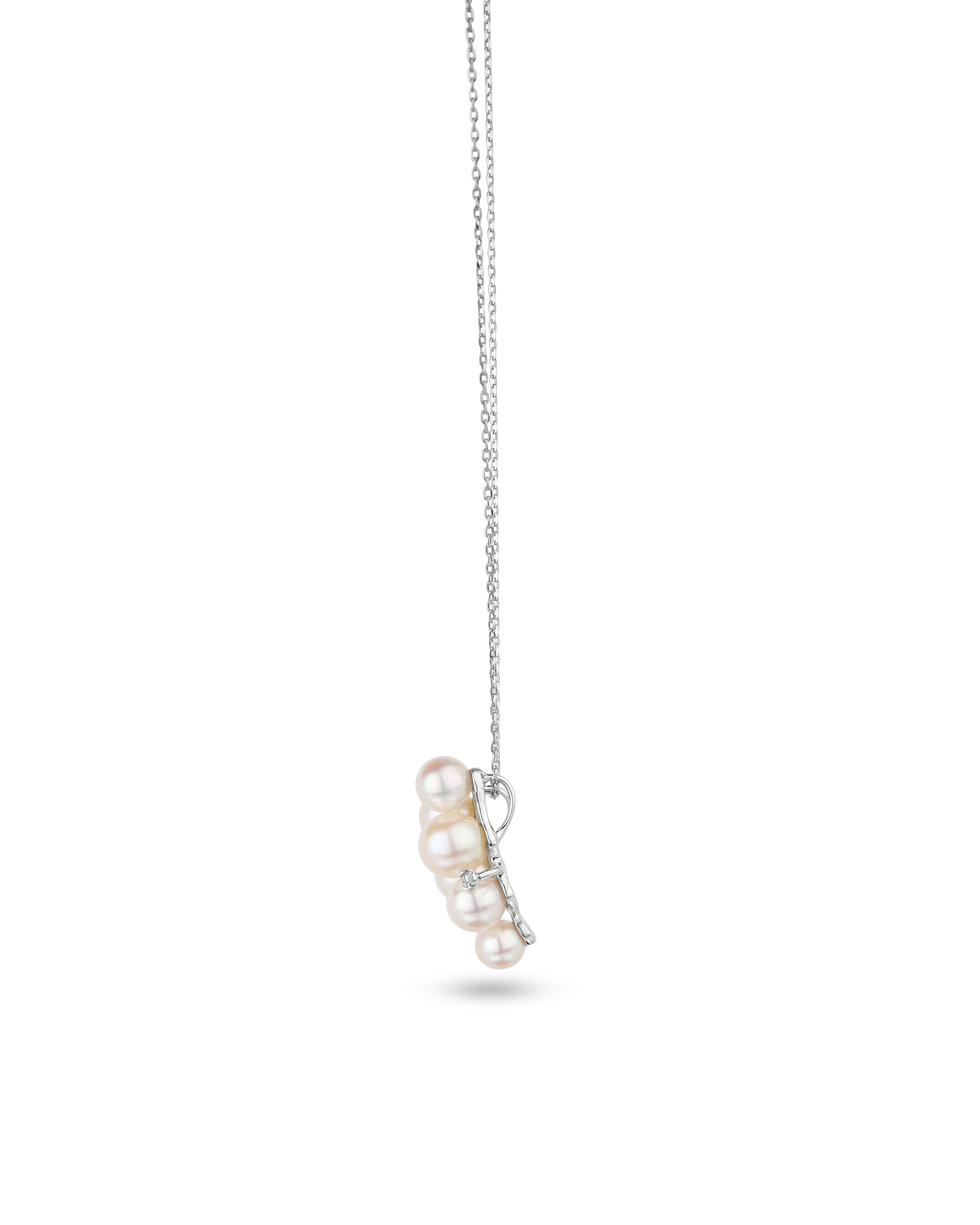 6.85 ct Platinum Akoya Pearl Cluster Drop Pendant Necklace