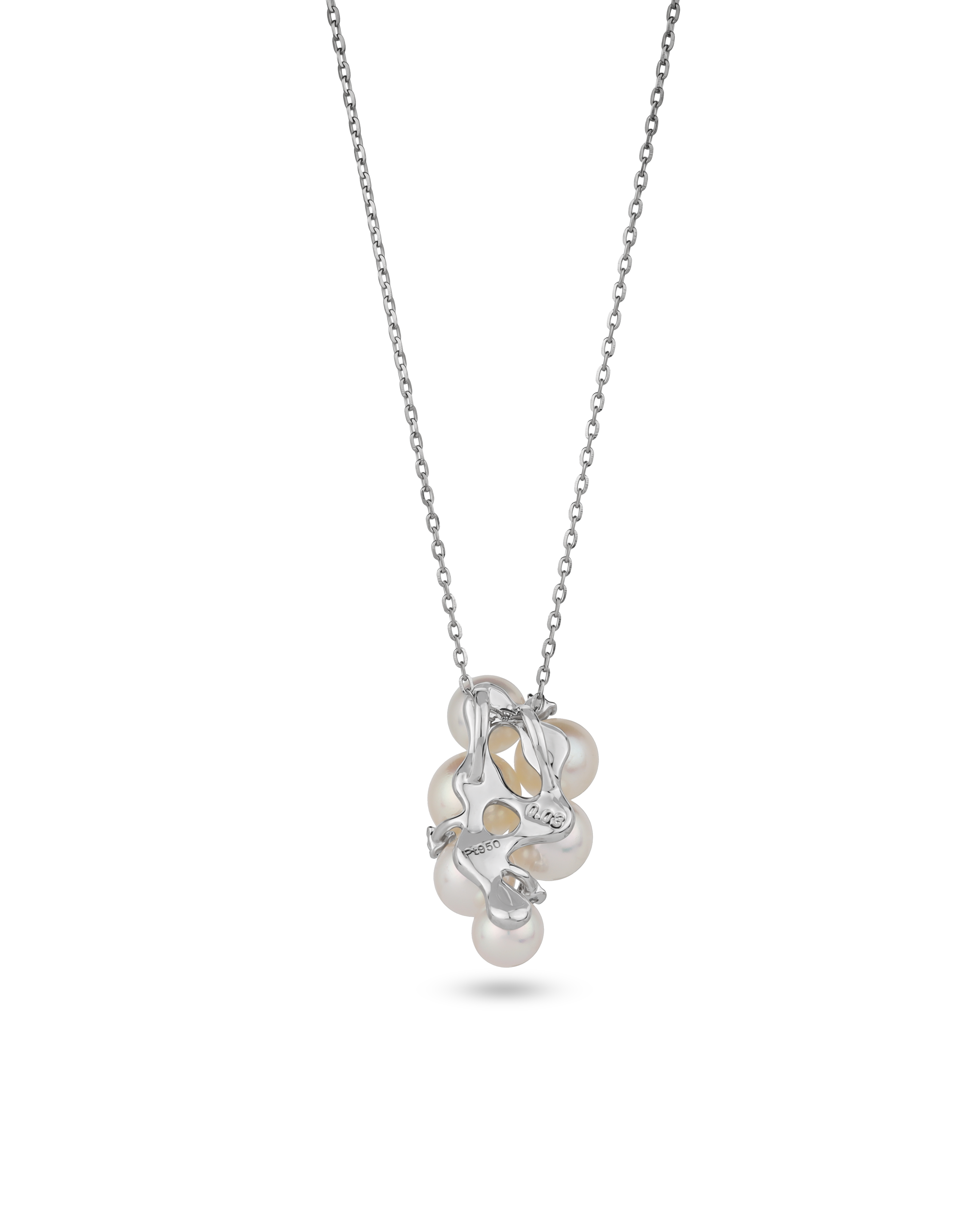 6.85 ct Platinum Akoya Pearl Cluster Drop Pendant Necklace