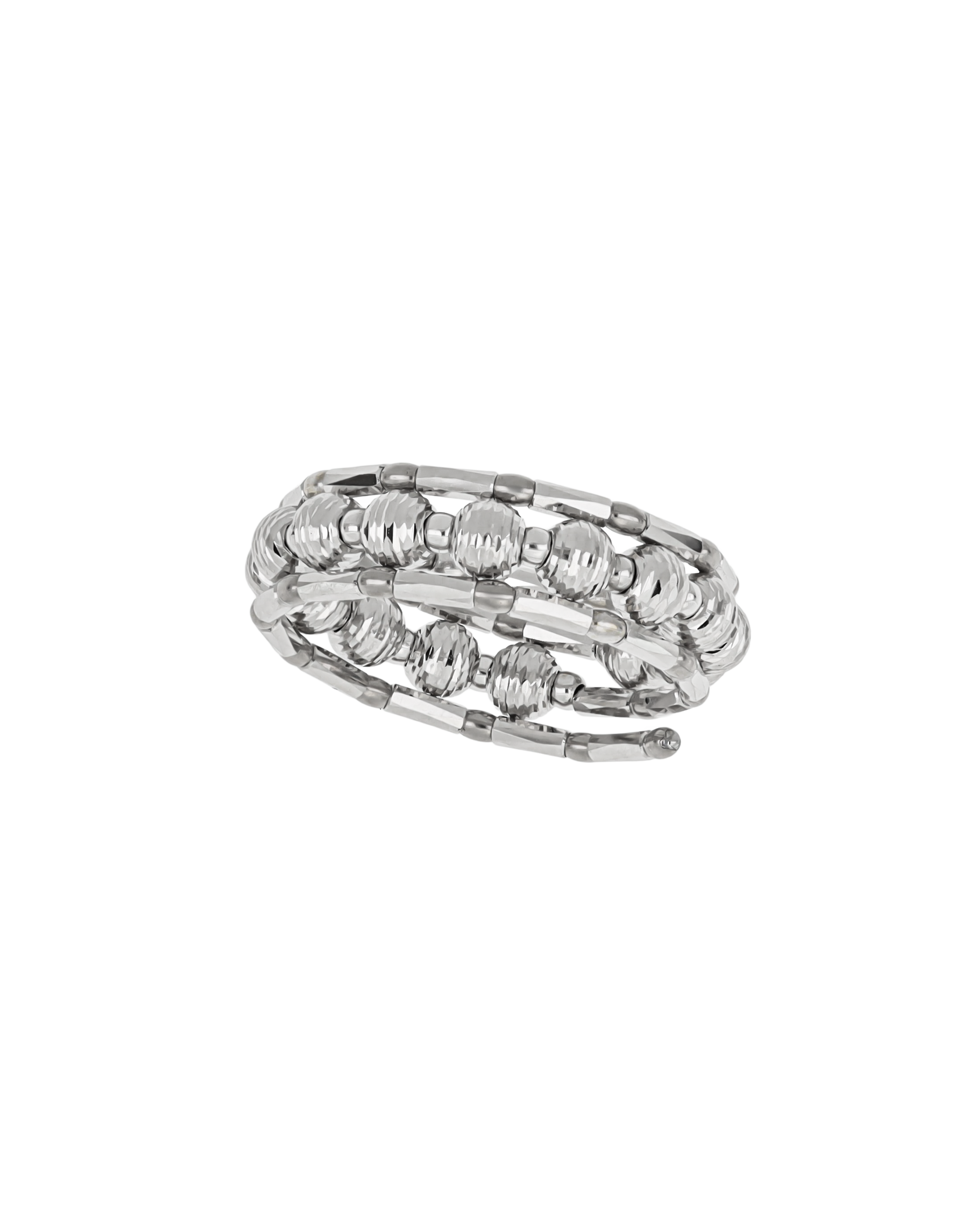 Platinum Textured Beaded Wrap Ring Modern