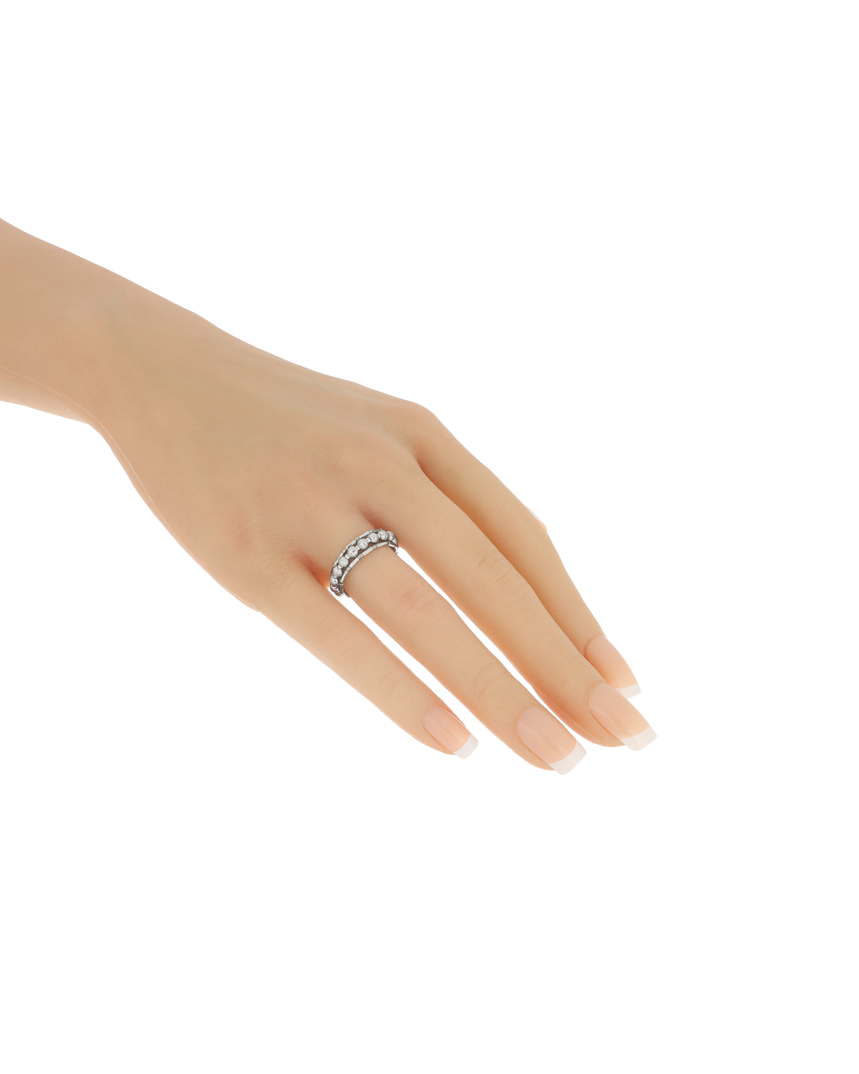 Platinum Textured Beaded Wrap Ring Modern