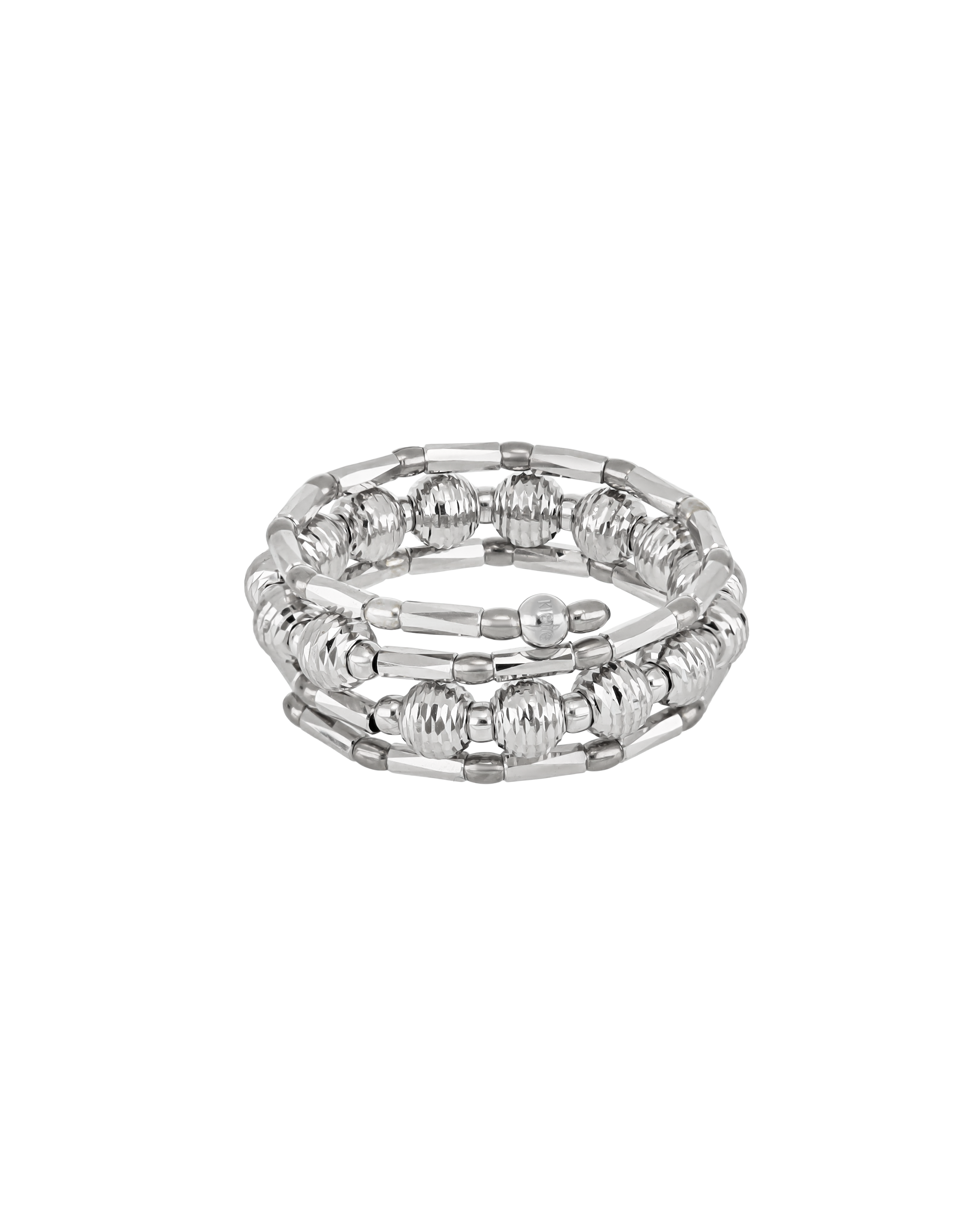 Platinum Textured Beaded Wrap Ring Modern