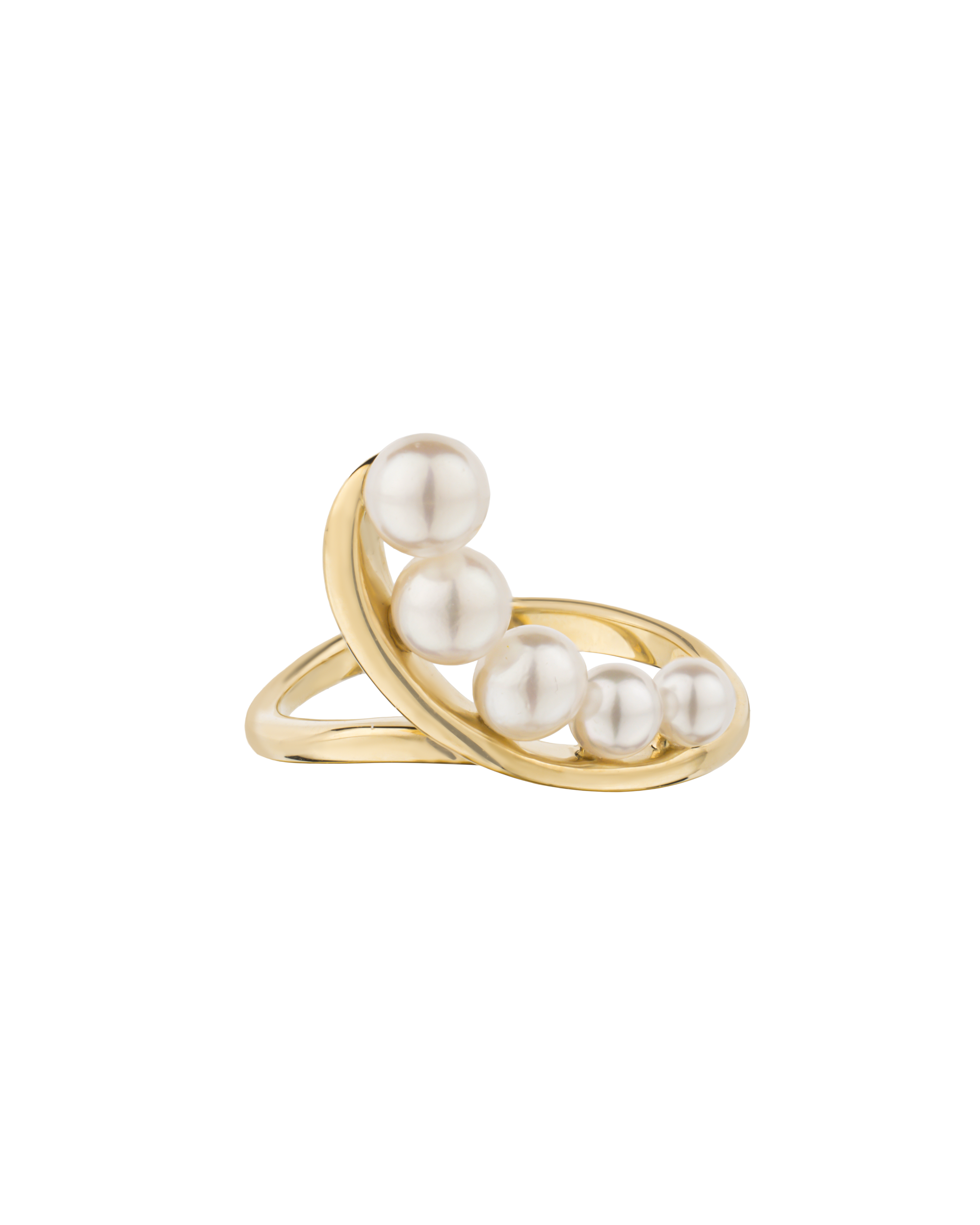K18 Yellow Gold Akoya Baby Pearl Curve Ring