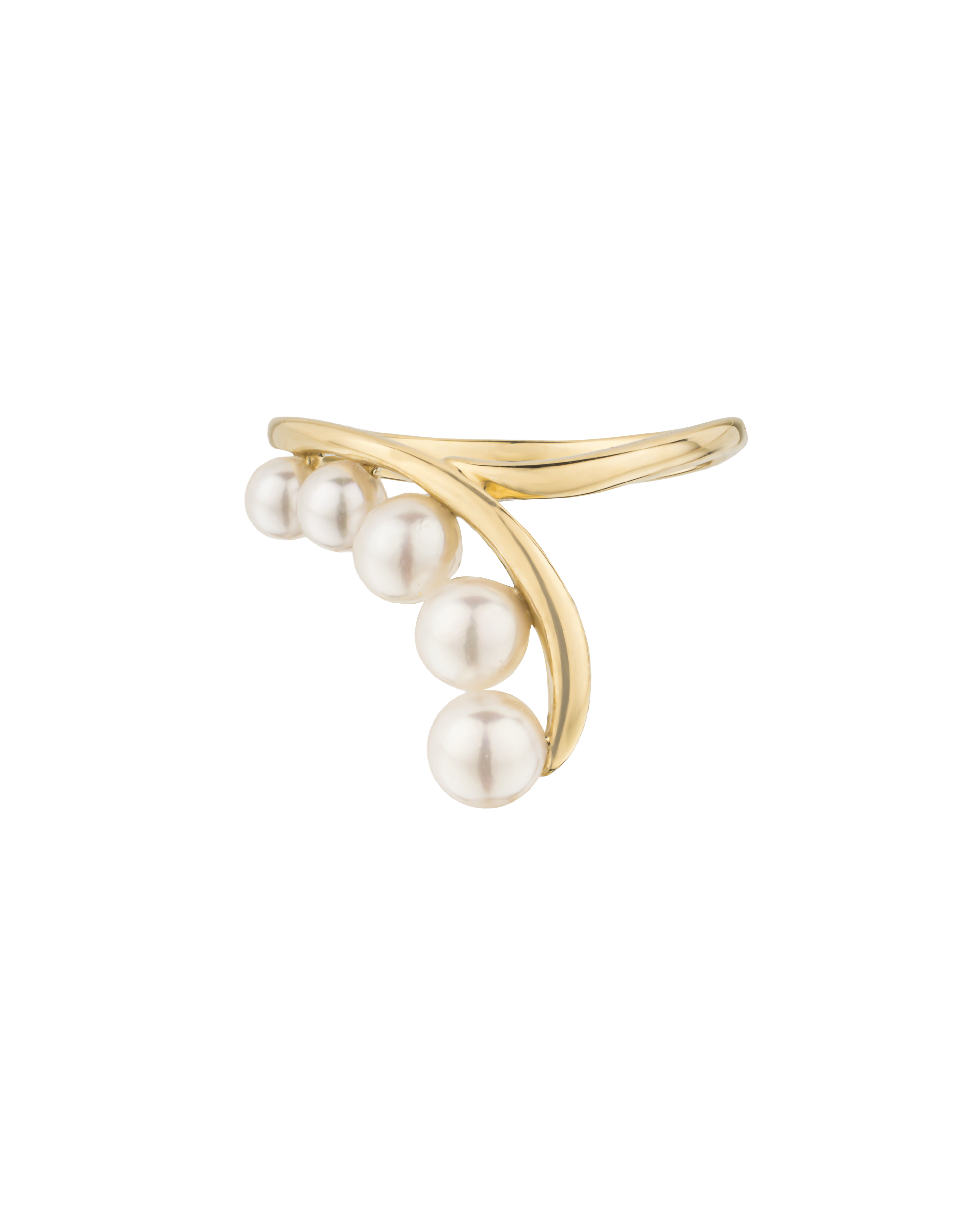 K18 Yellow Gold Akoya Baby Pearl Curve Ring