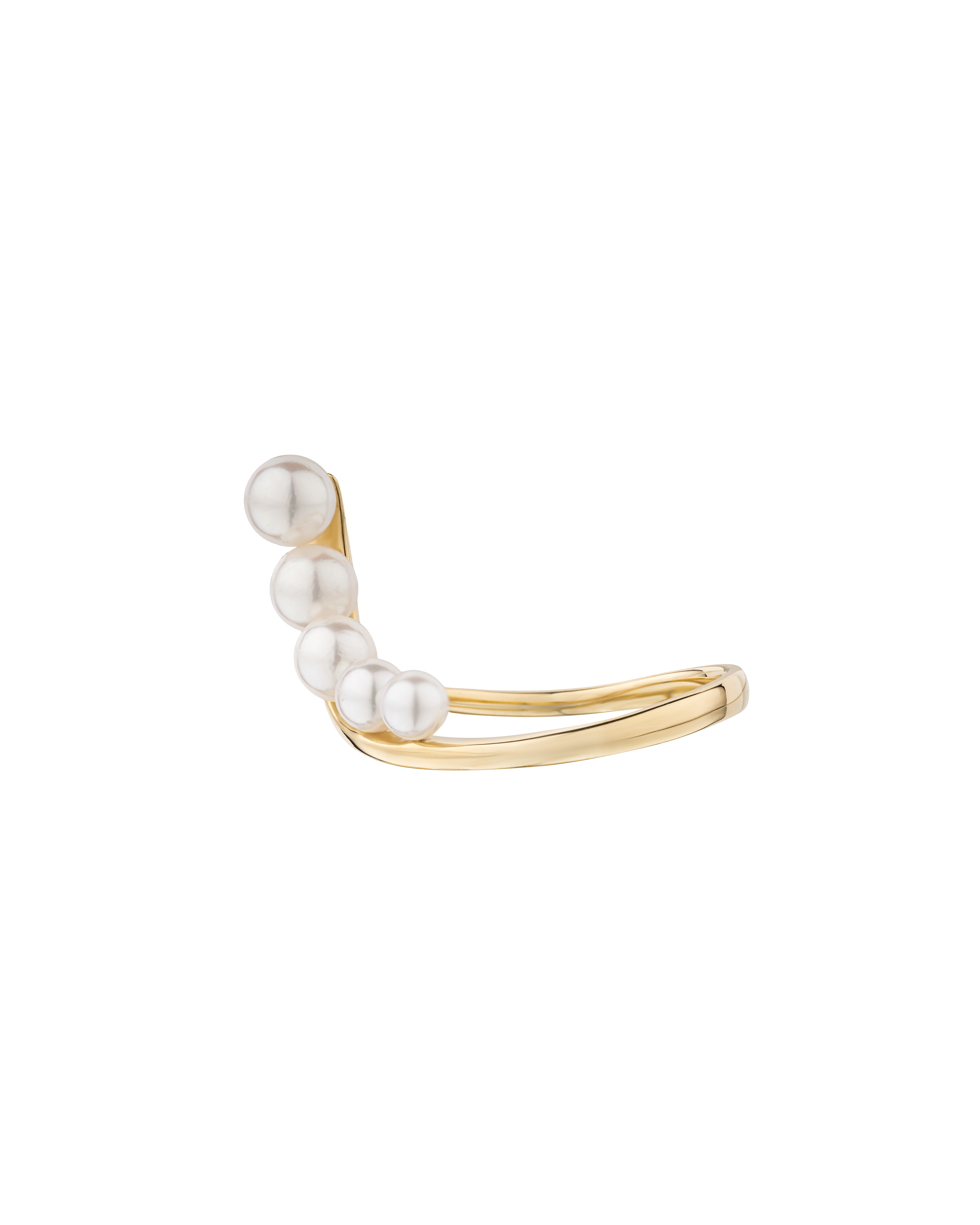 K18 Yellow Gold Akoya Baby Pearl Curve Ring