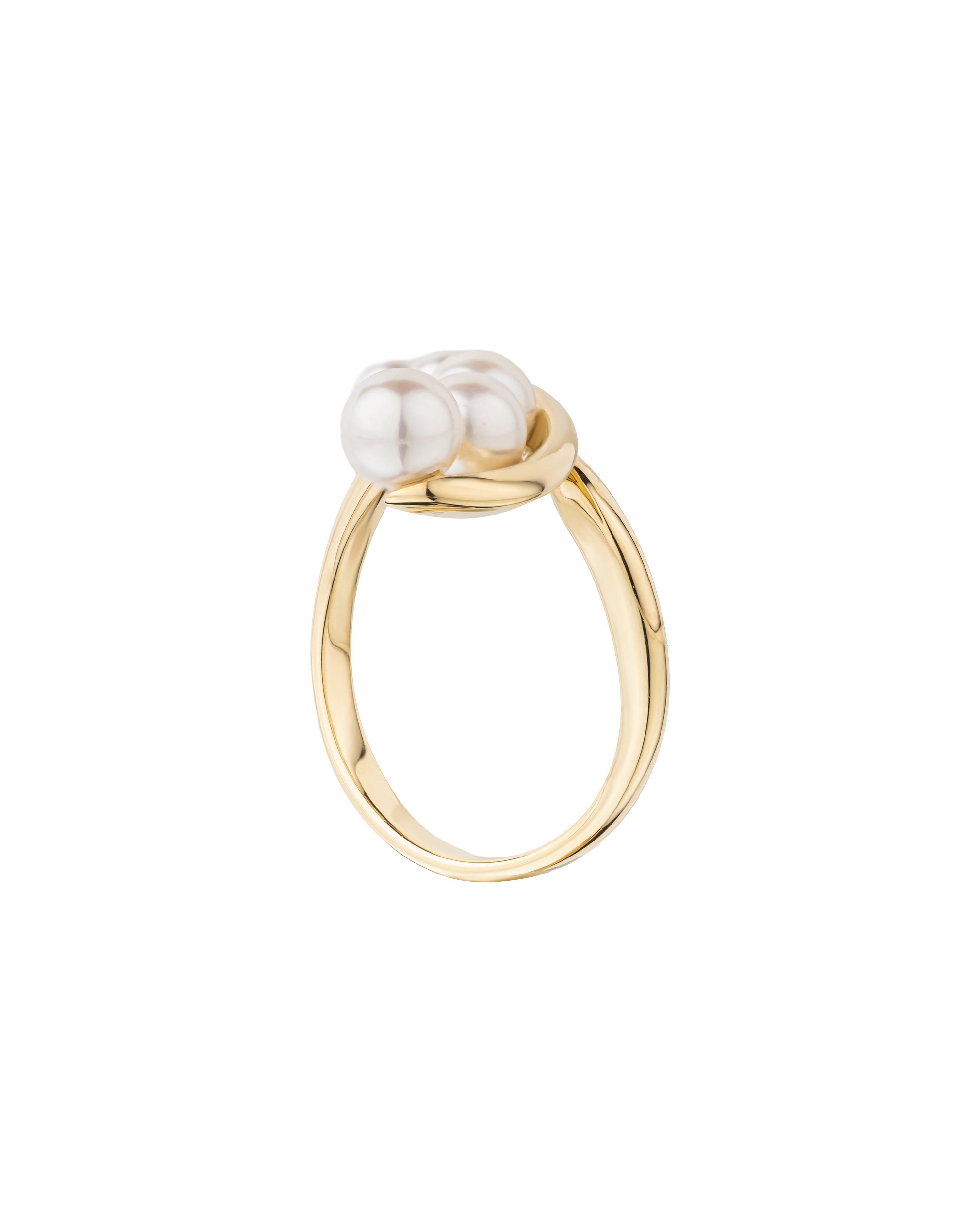 K18 Yellow Gold Akoya Baby Pearl Curve Ring