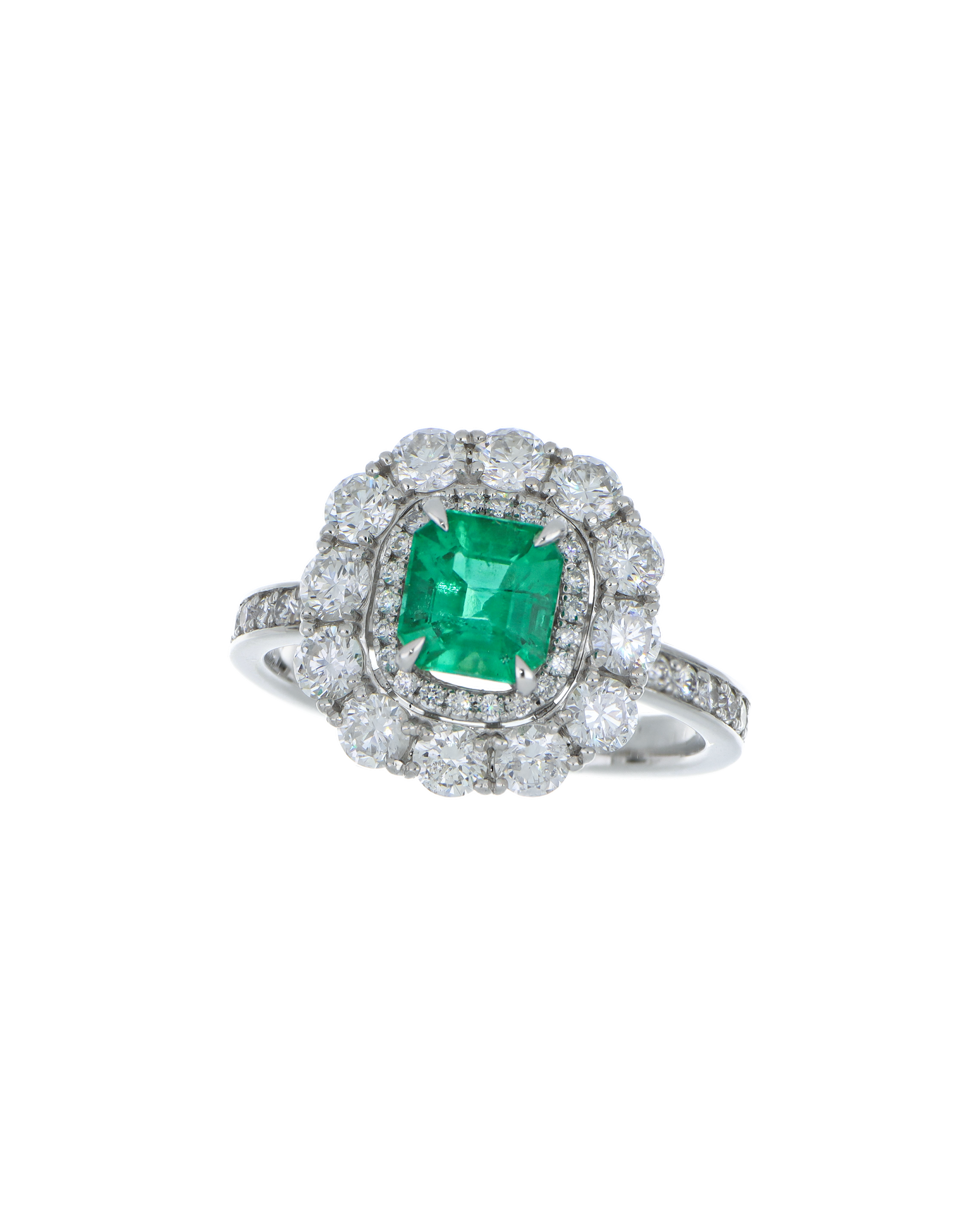 Emerald Minimalistic Ring for Women In Platinum