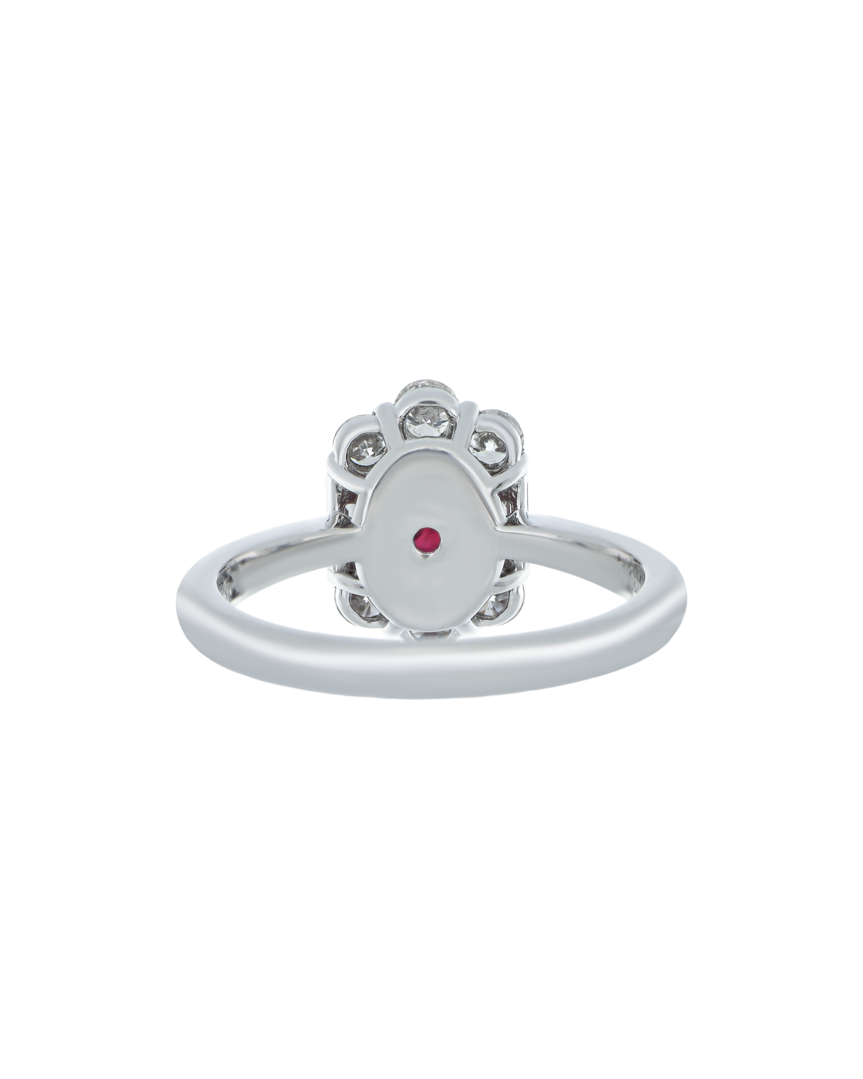 Oval Ruby Platinum Ring In Minimal Diamond Detailing