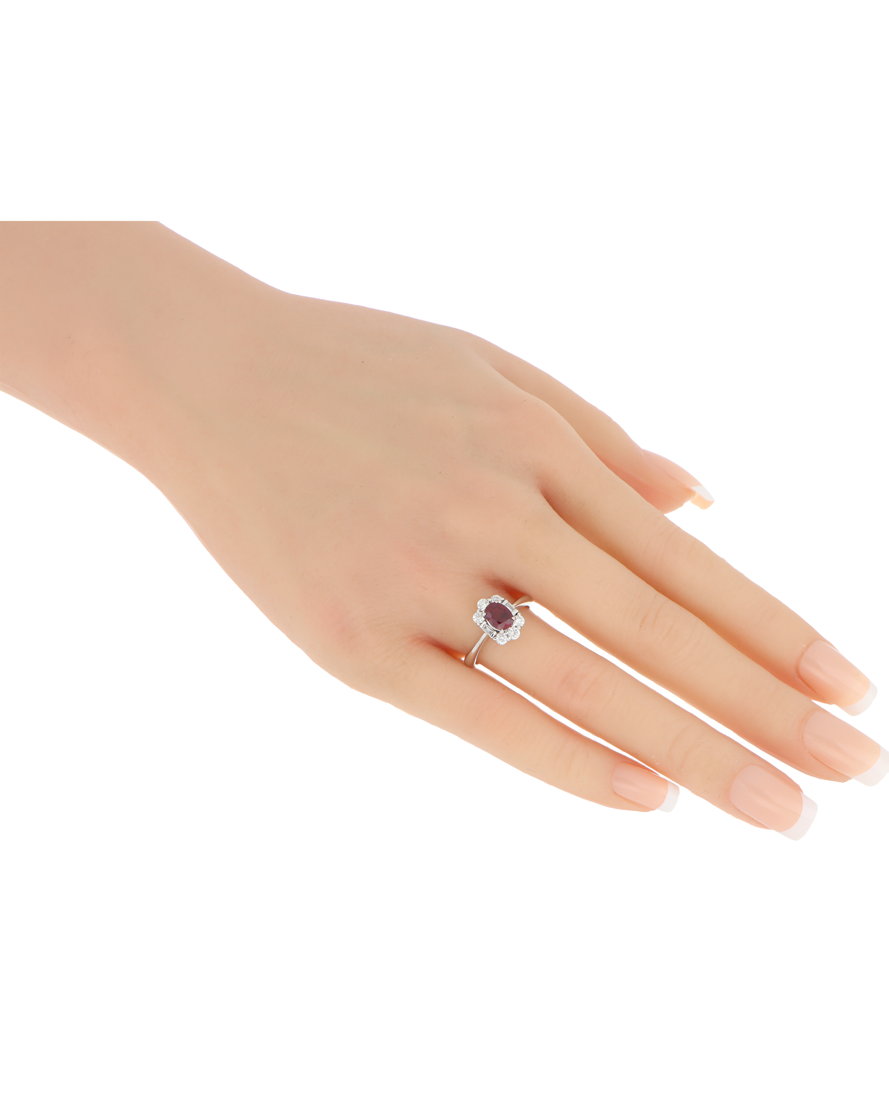 Oval Ruby Platinum Ring In Minimal Diamond Detailing