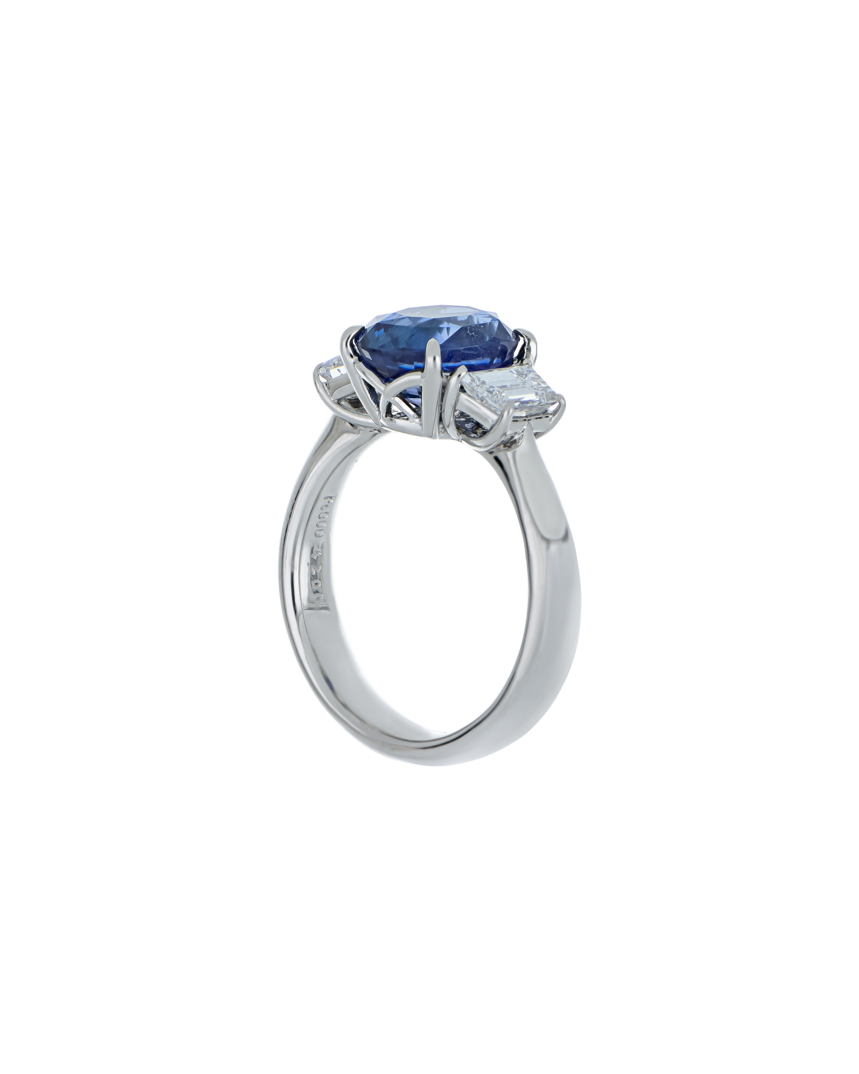 Blue Sapphire Oval Platinum Ring for Proposal Day