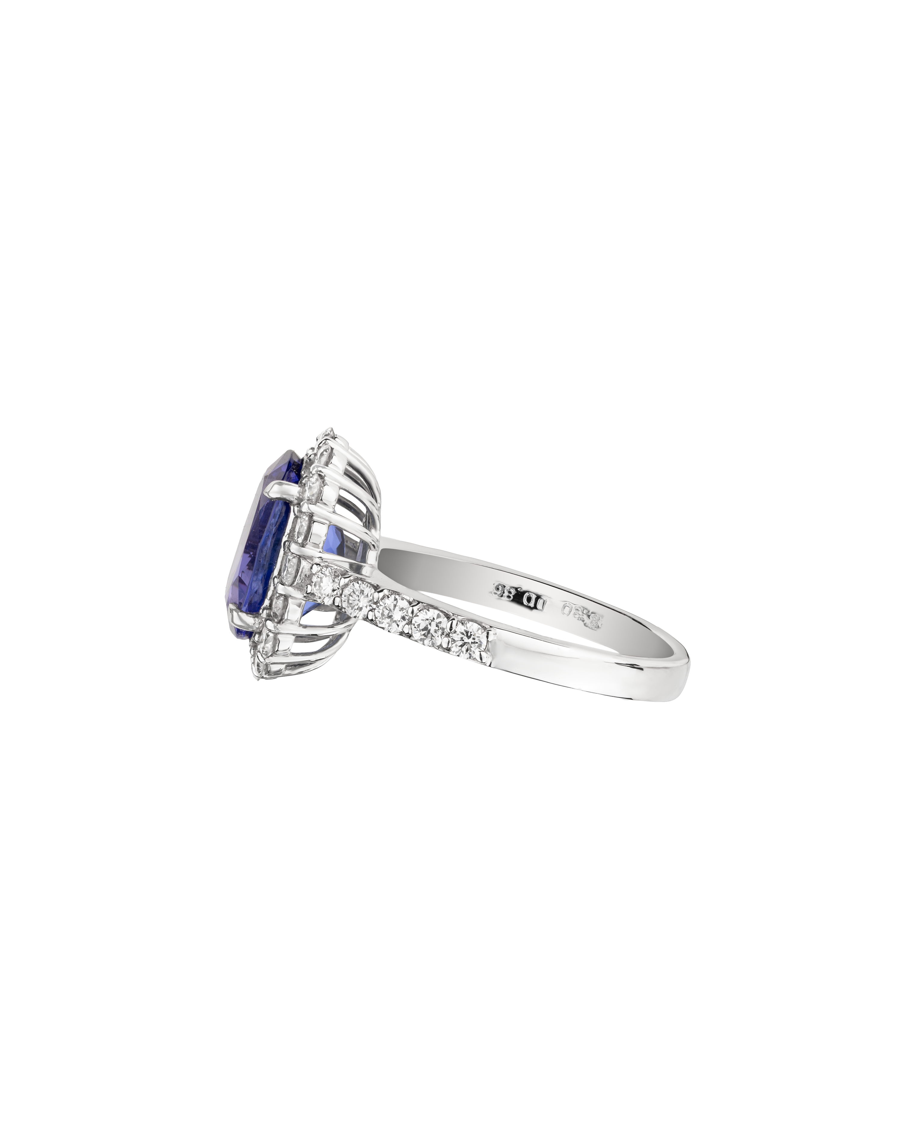 950 Platinum Band With Tanzanite Oval Stone Ring