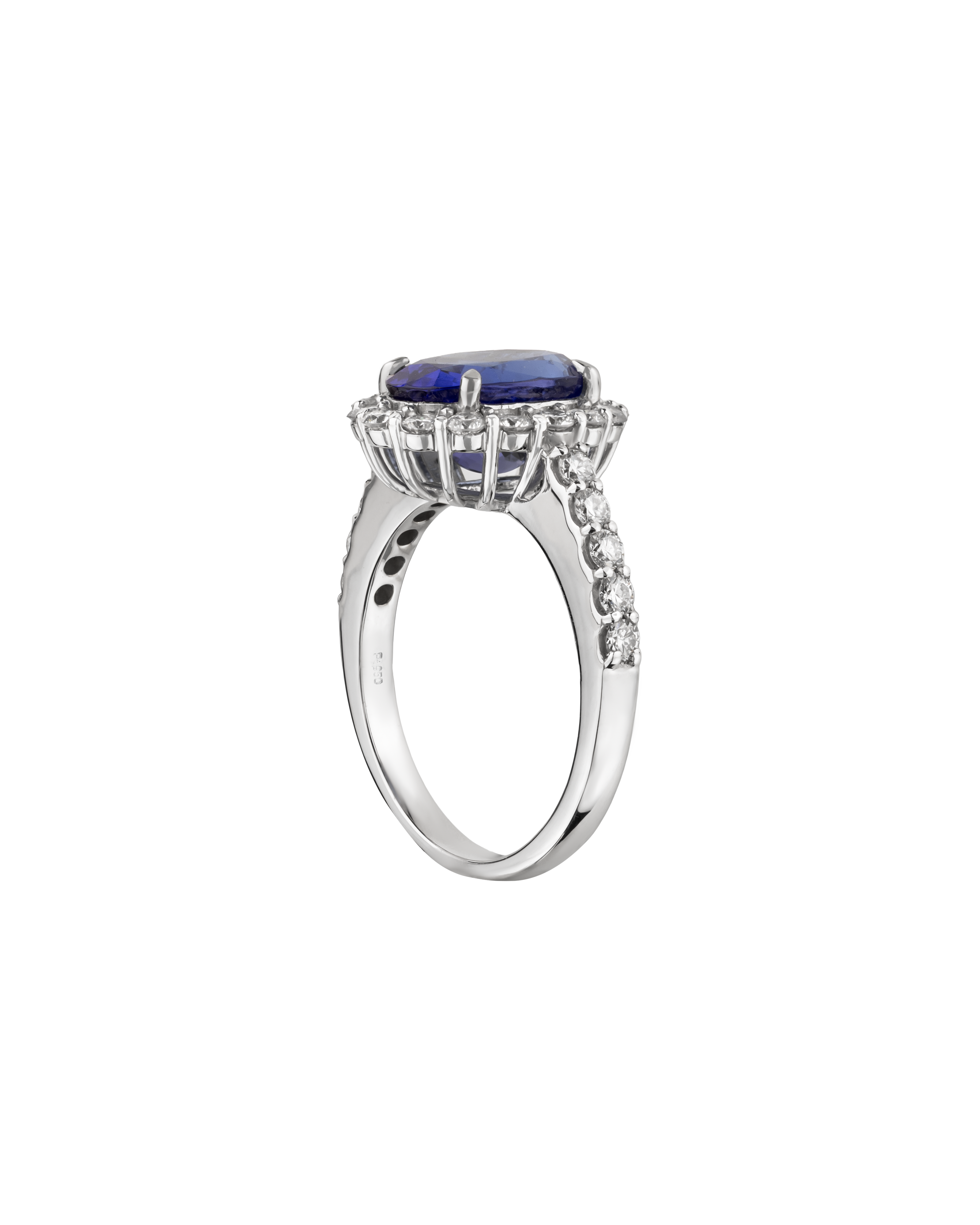950 Platinum Band With Tanzanite Oval Stone Ring