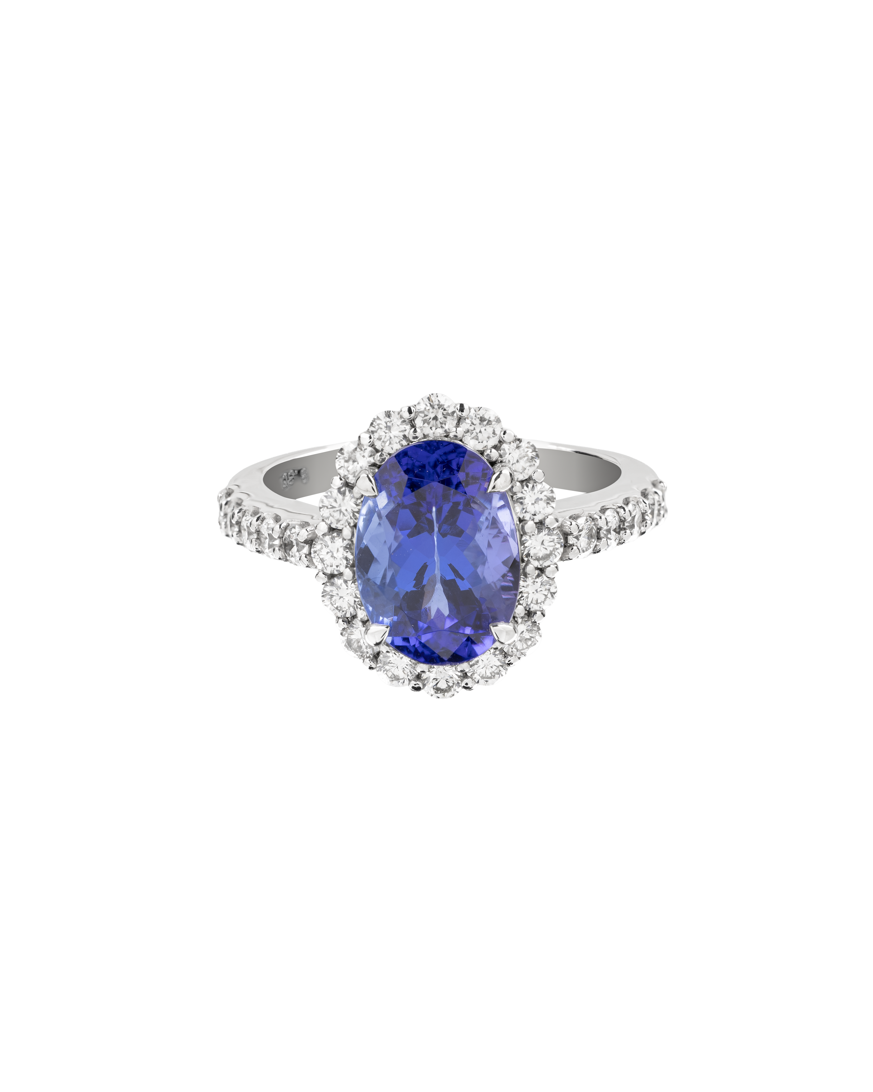 950 Platinum Band With Tanzanite Oval Stone Ring