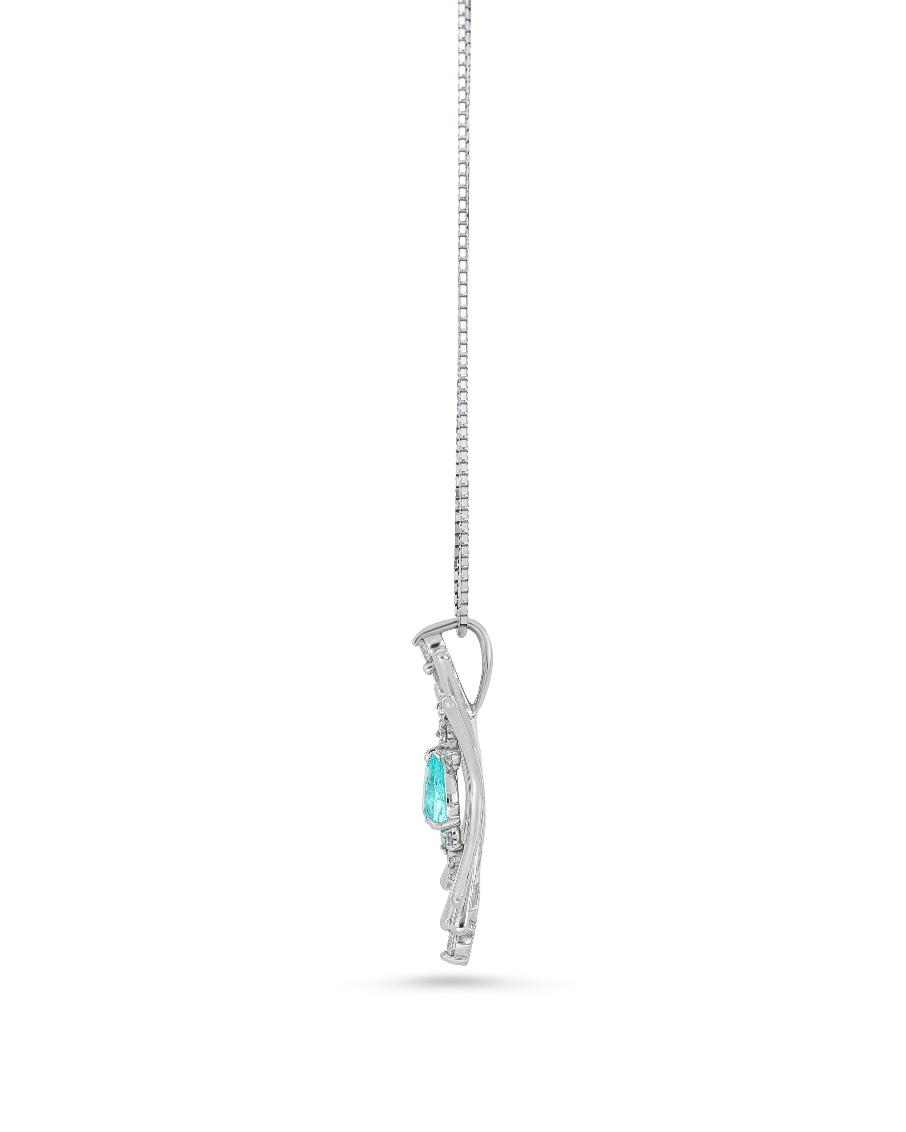 Paraiba Pendant In Pear-Cut With Platinum Necklace