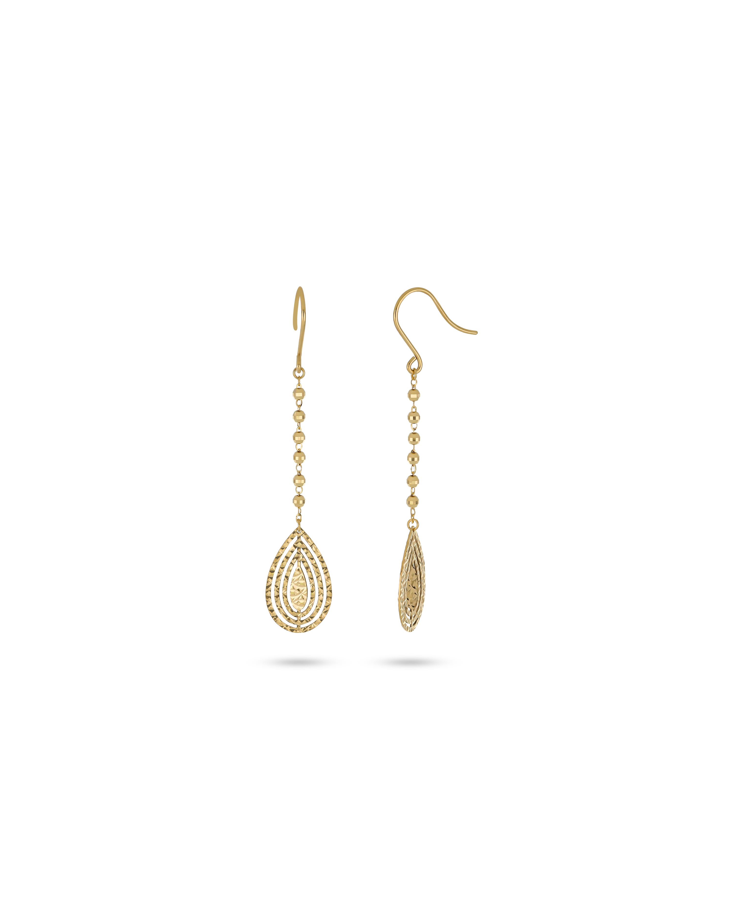 Yellow Gold Teardrop Drop Earrings Elegant Design