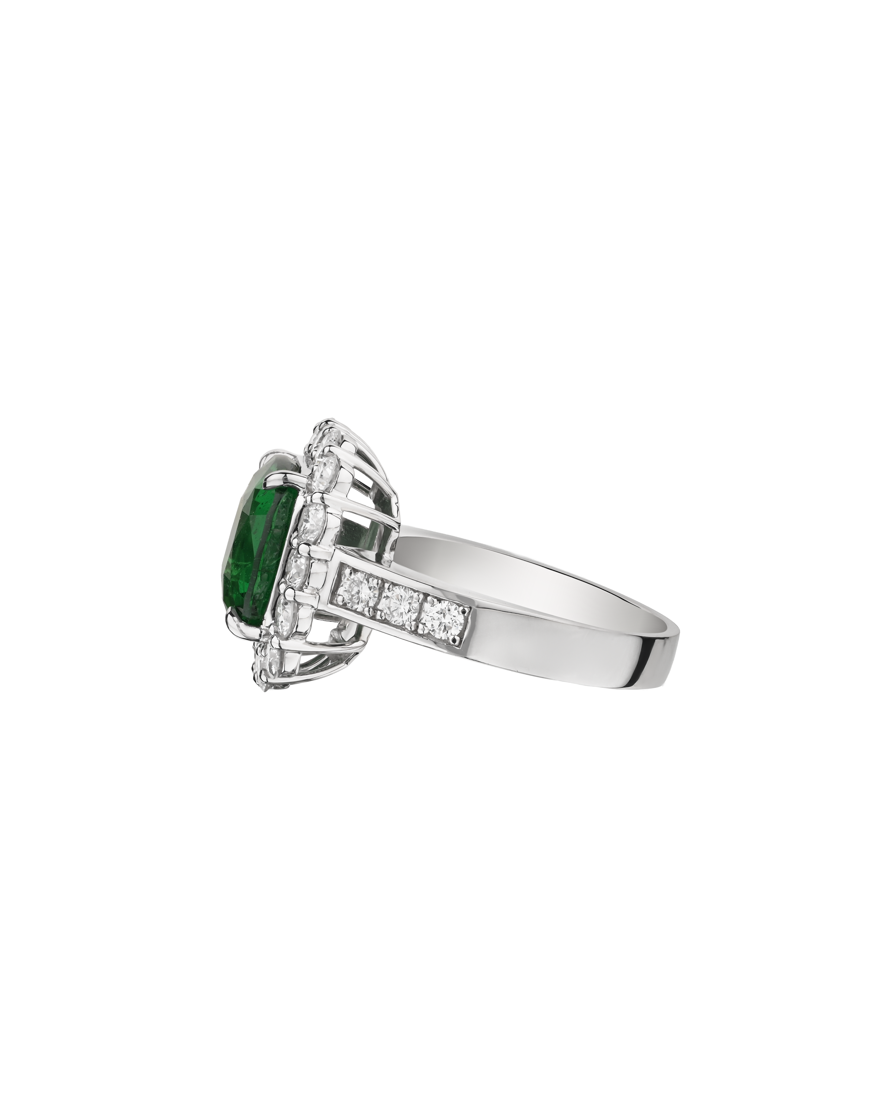 Cushion-Cut Tsavorite Ring with 5.59 CT of Platinum