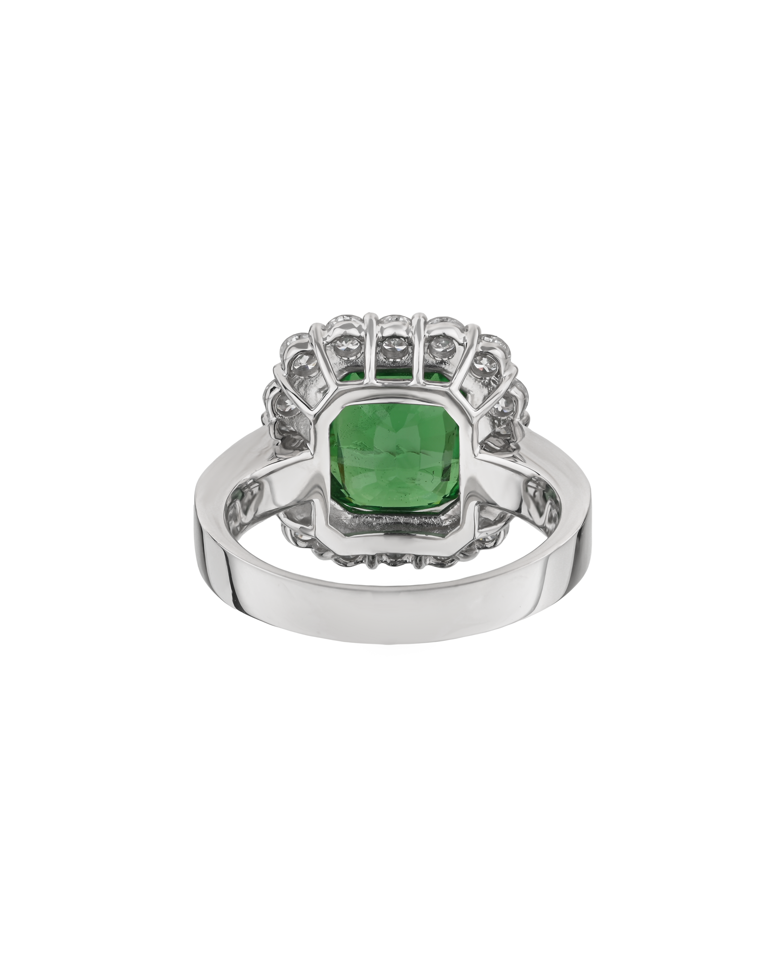 Cushion-Cut Tsavorite Ring with 5.59 CT of Platinum