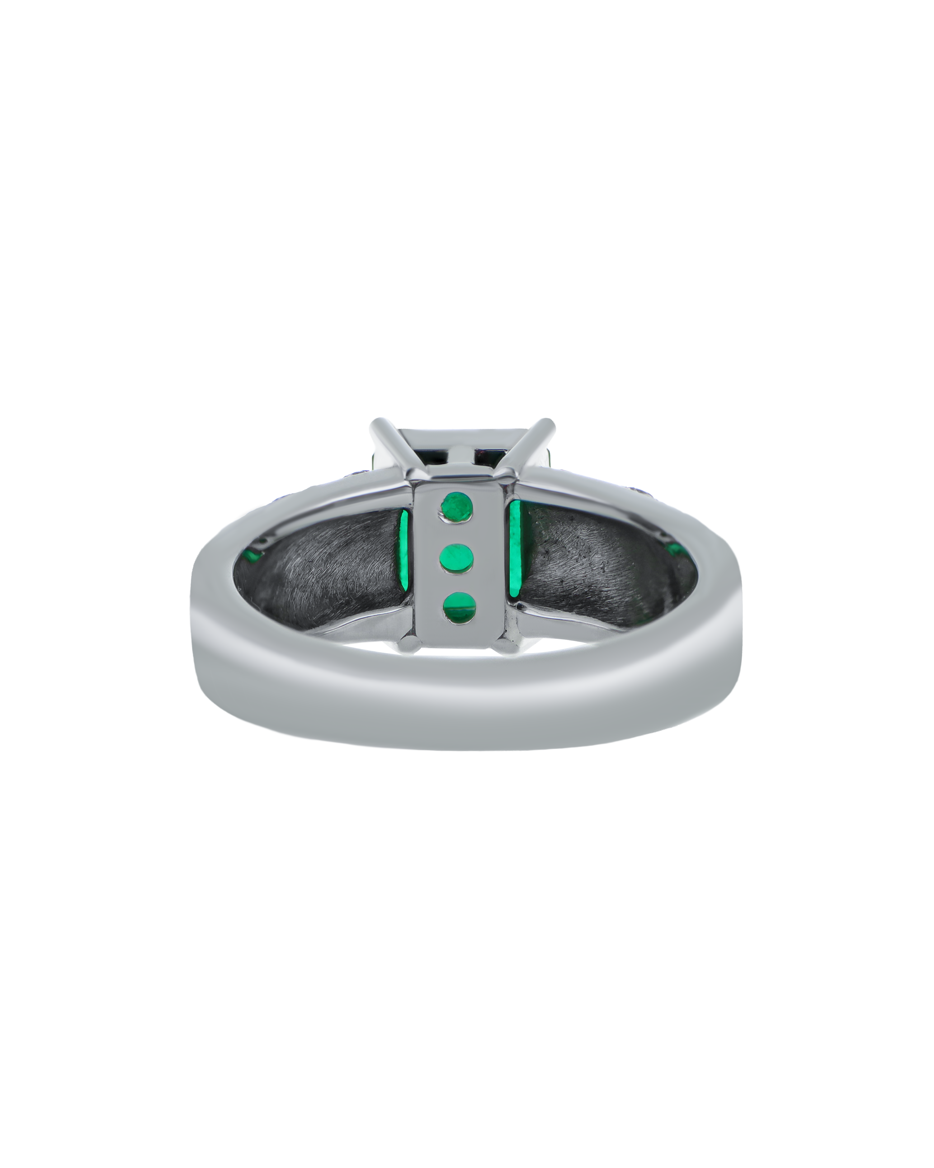 Square-Cut Emerald Platinum Ring For Engagement