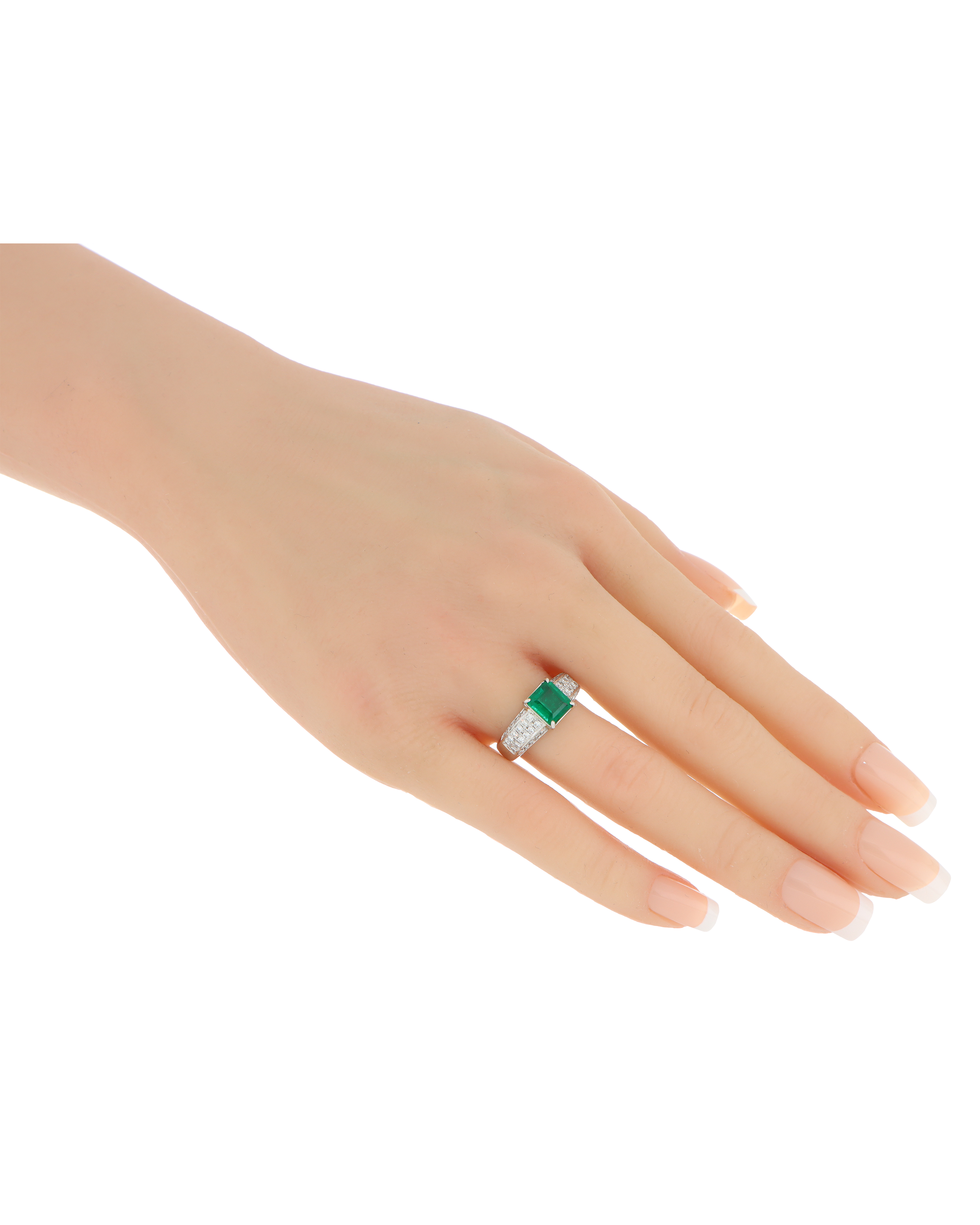 Square-Cut Emerald Platinum Ring For Engagement