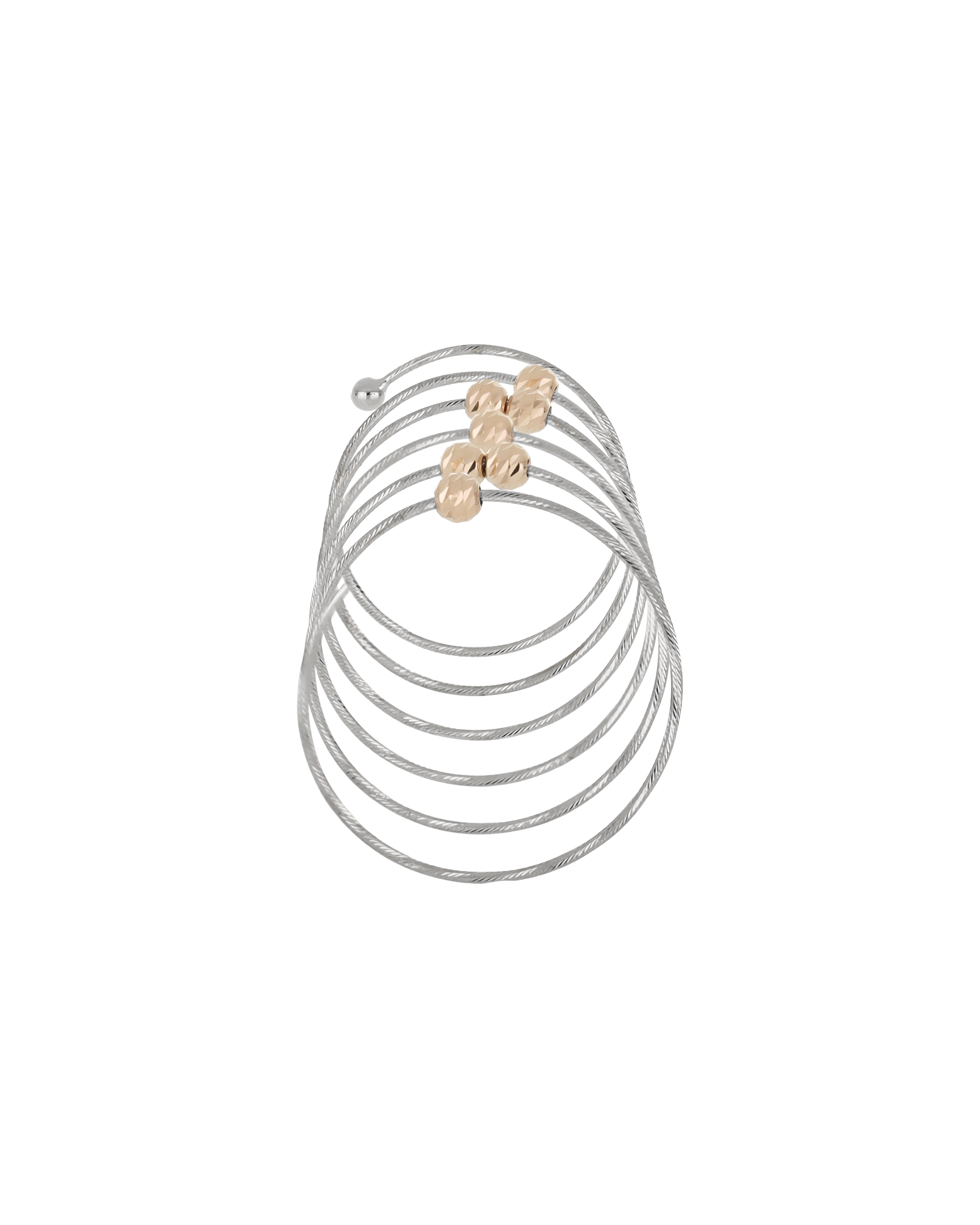 Two Tone Beaded Spiral Contemporary Ring