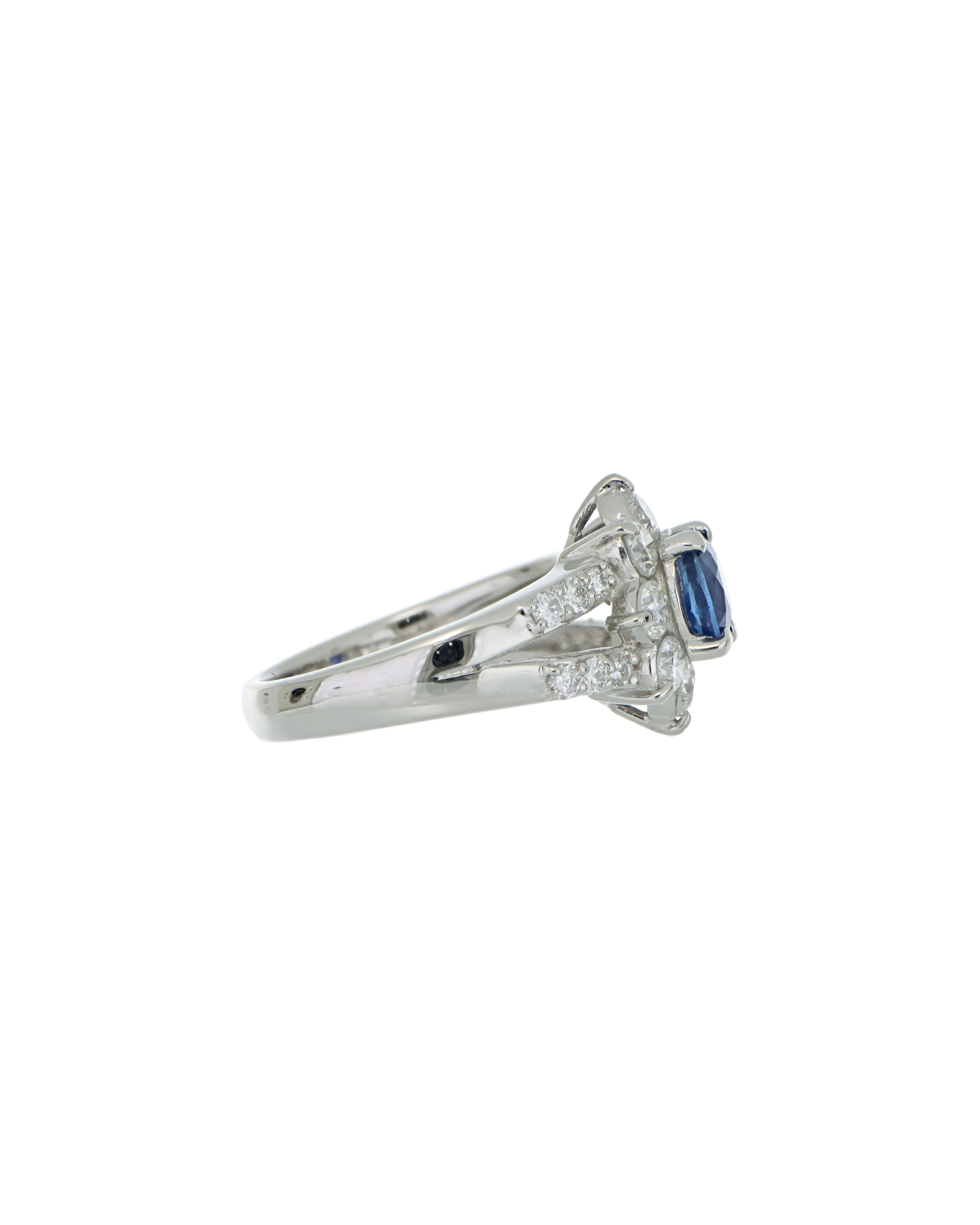 40231  Platinum Blue Sapphire & Diamond Ring  1.11ct Center Stone