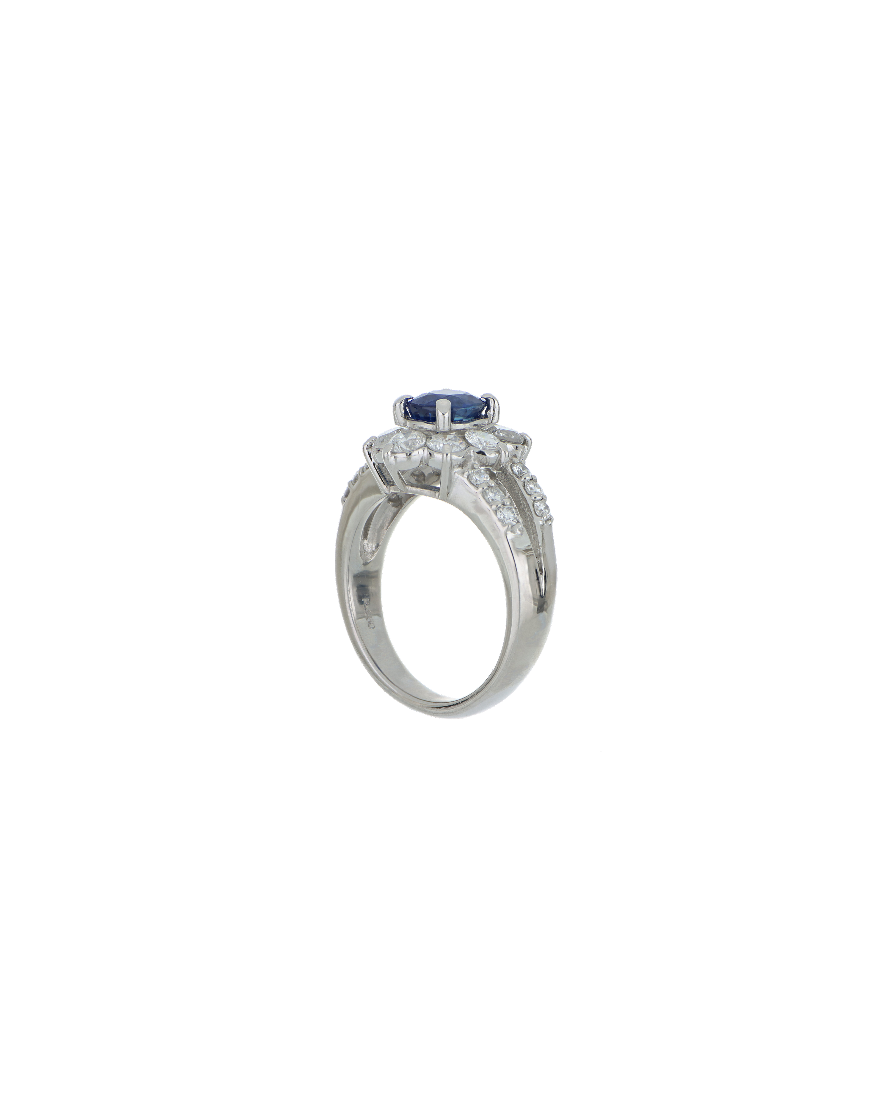 40231  Platinum Blue Sapphire & Diamond Ring  1.11ct Center Stone