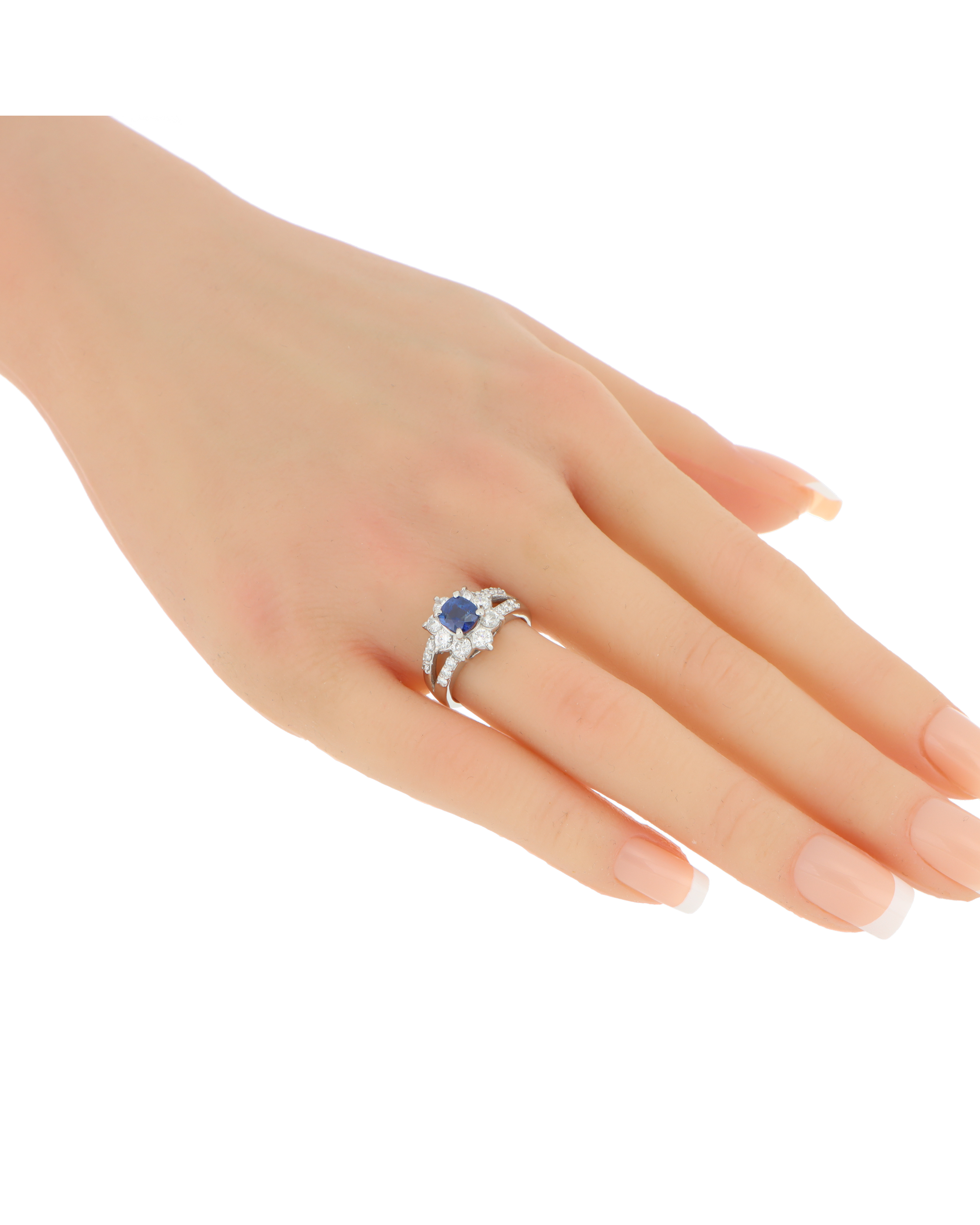 40231  Platinum Blue Sapphire & Diamond Ring  1.11ct Center Stone