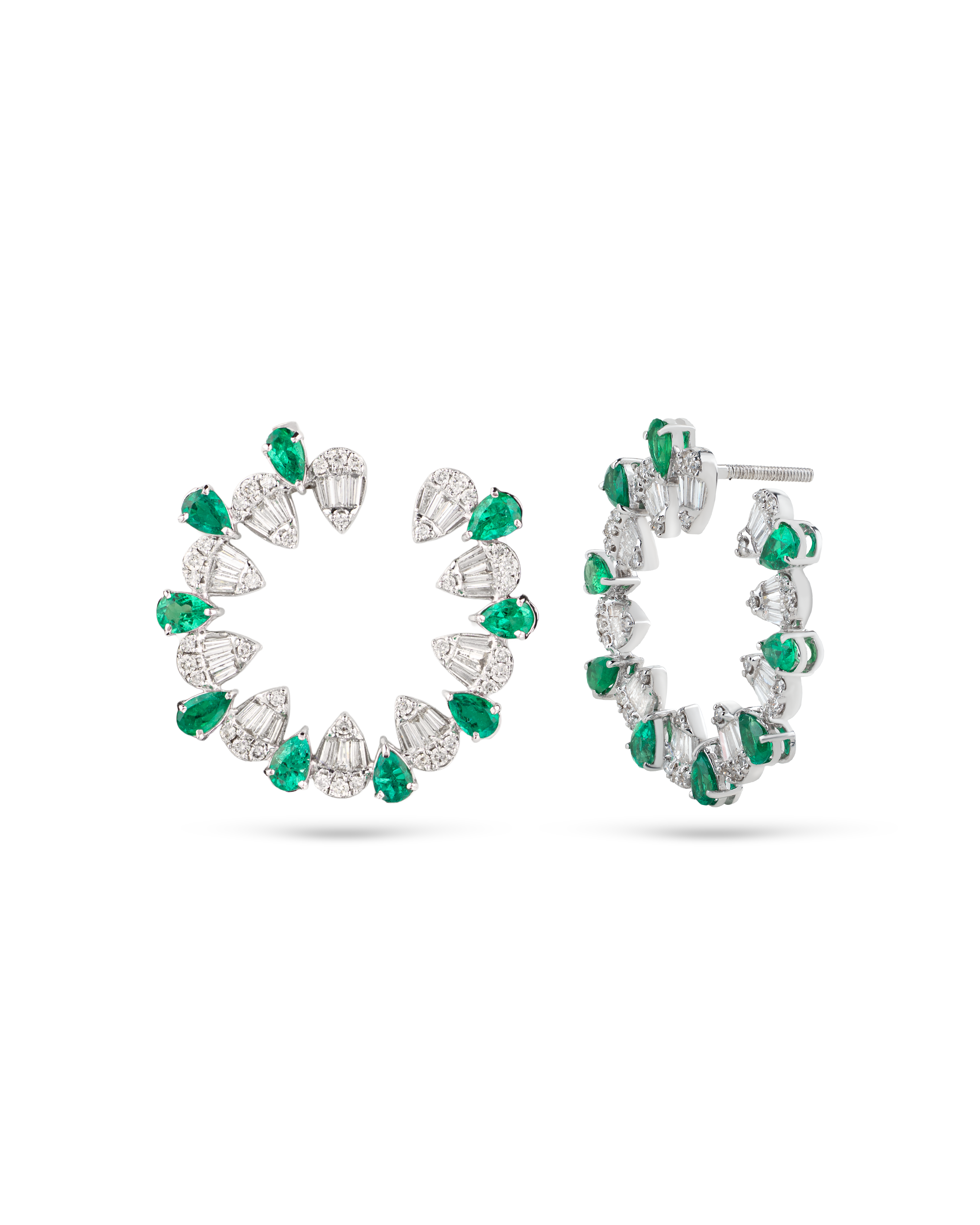 2.02 Ct Emerald & Diamond Wreath Earrings