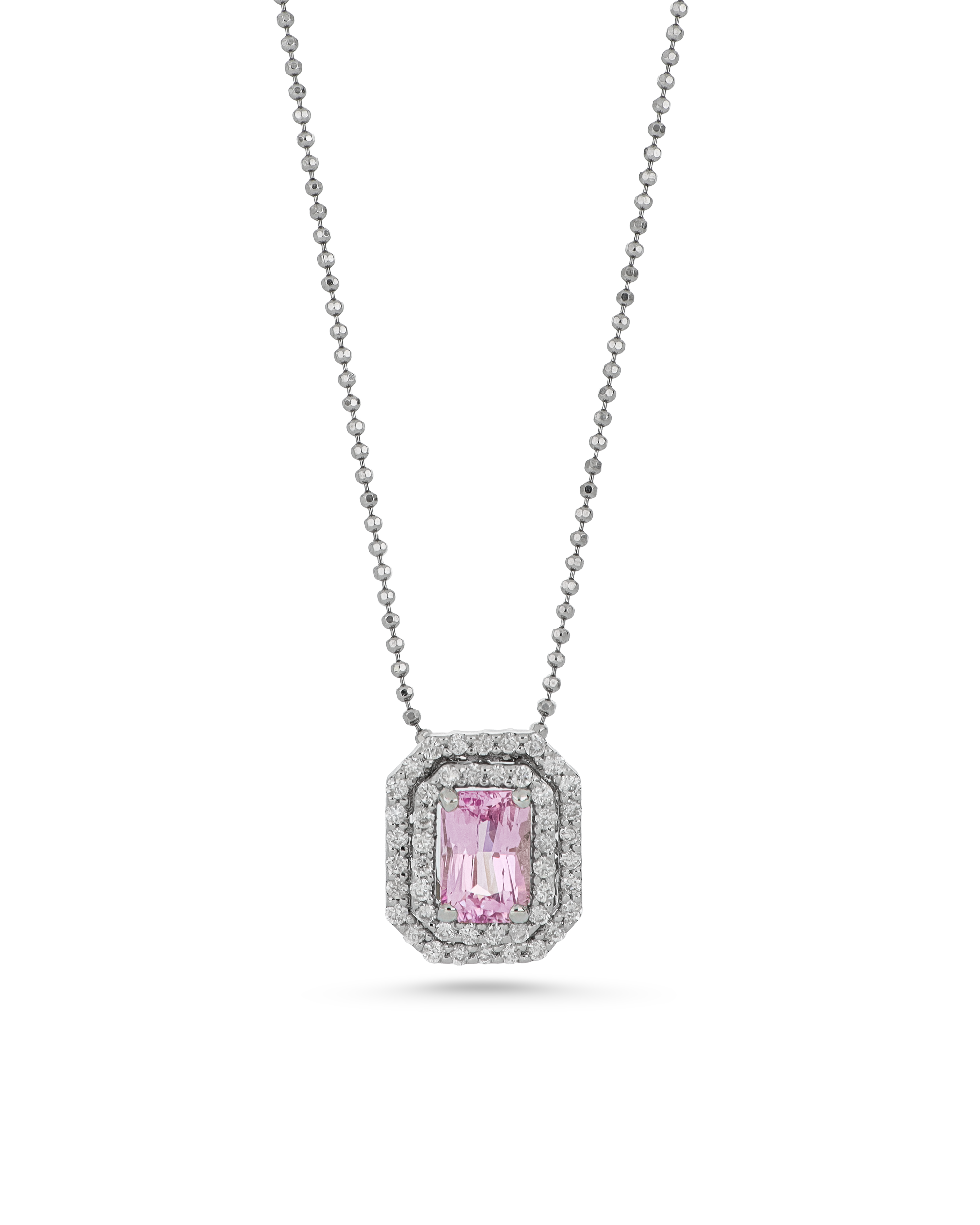 Padparadscha Stone Minimalistic Pendant With Emerald Cut