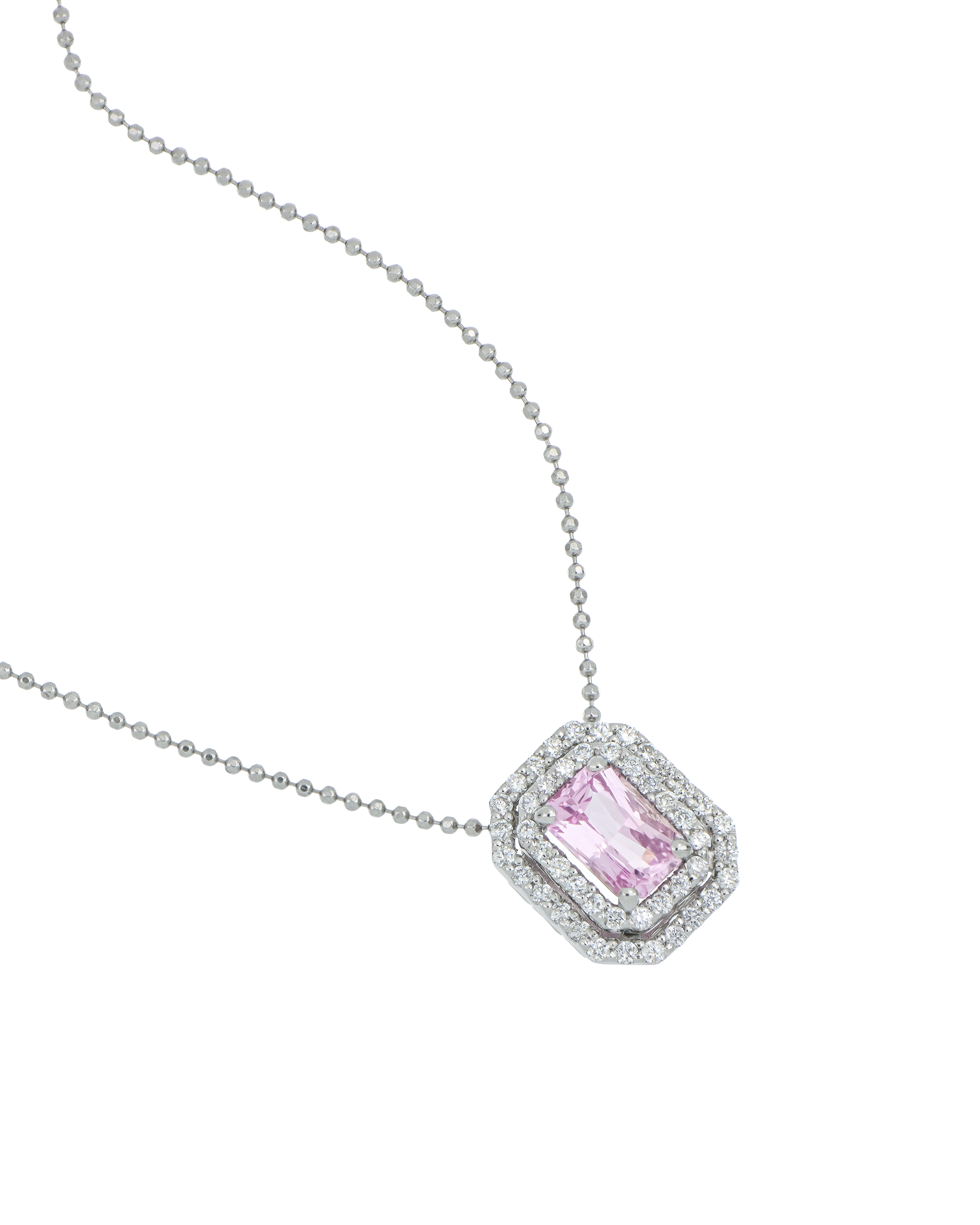 Padparadscha Stone Minimalistic Pendant With Emerald Cut