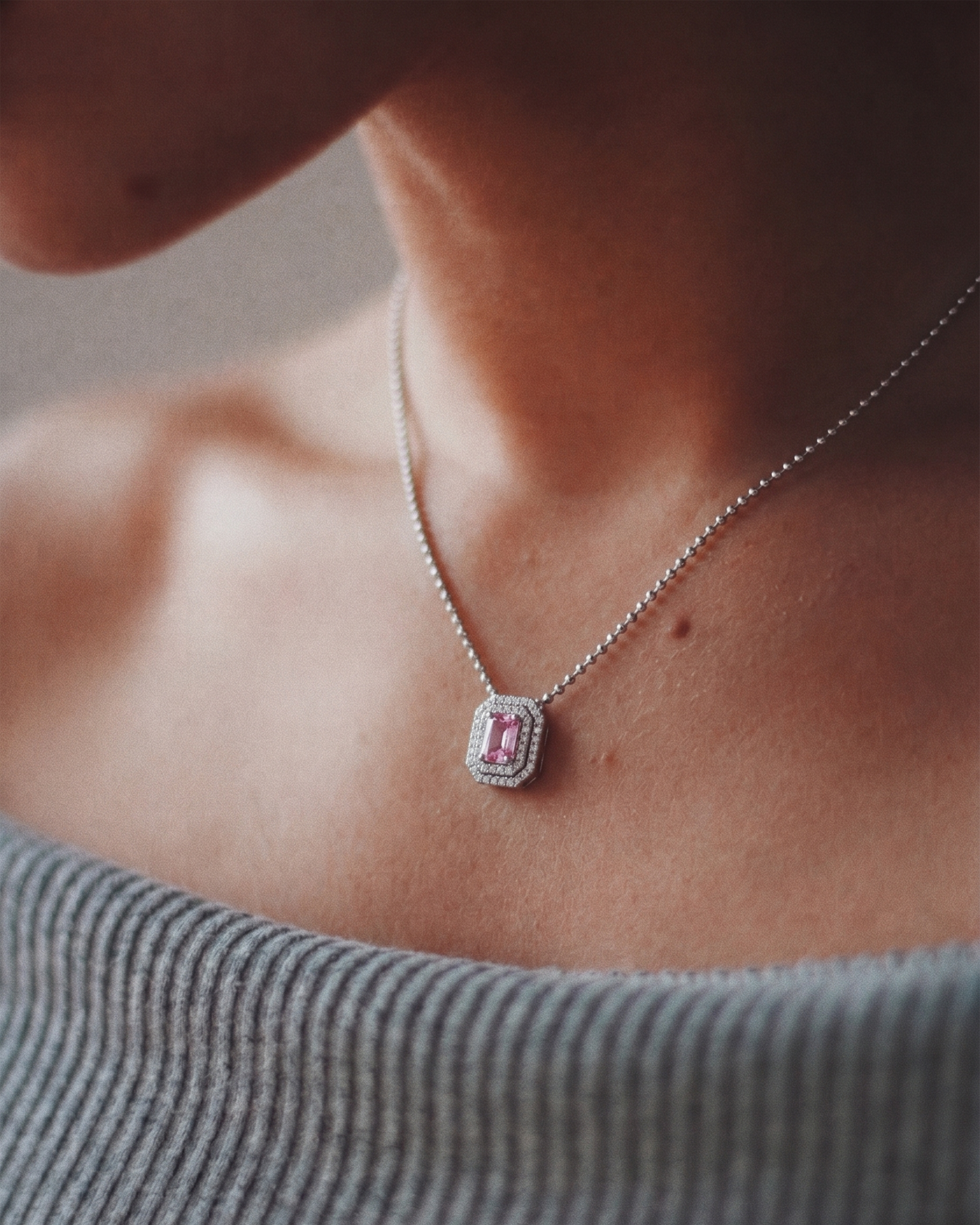 Certified & No Heat Padparadscha Halo Pendant