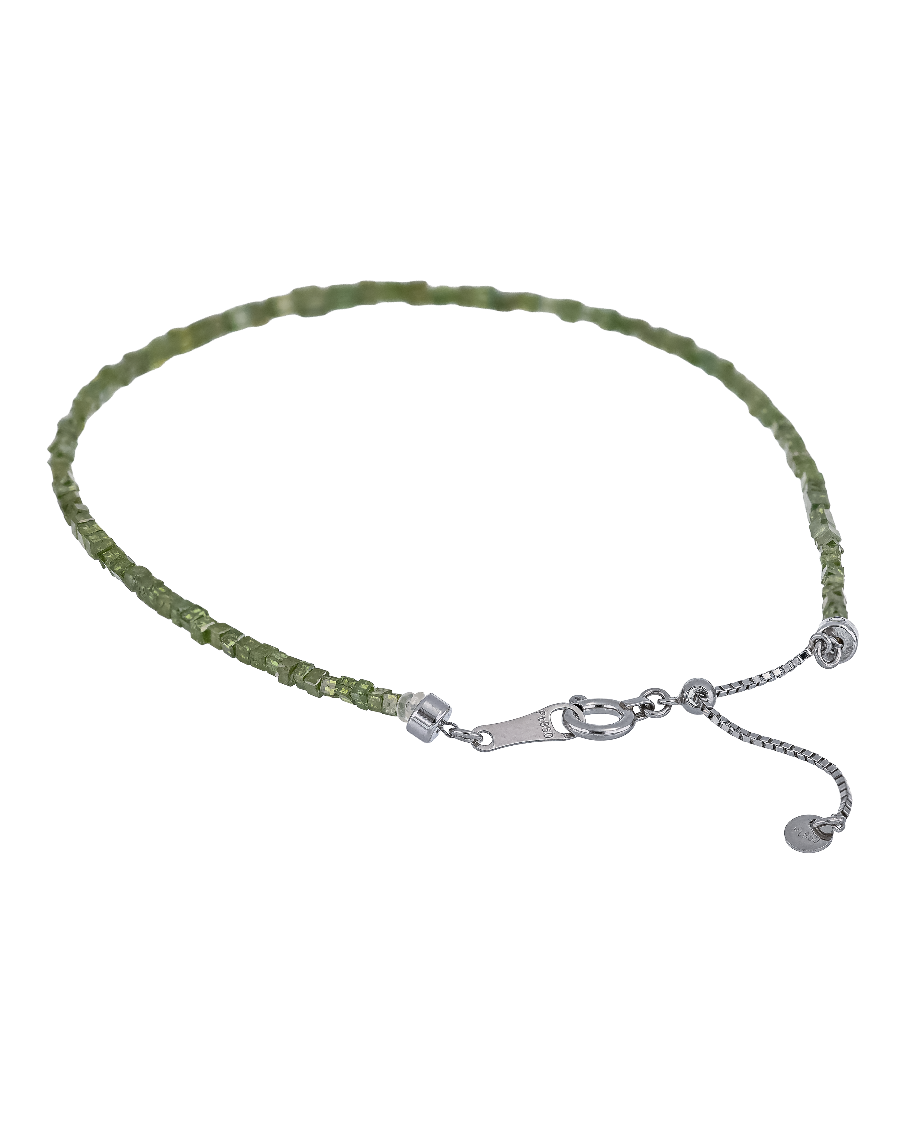 Green Cube Bead Gemstone Platinum Minimal Fine Jewelry Bracelet