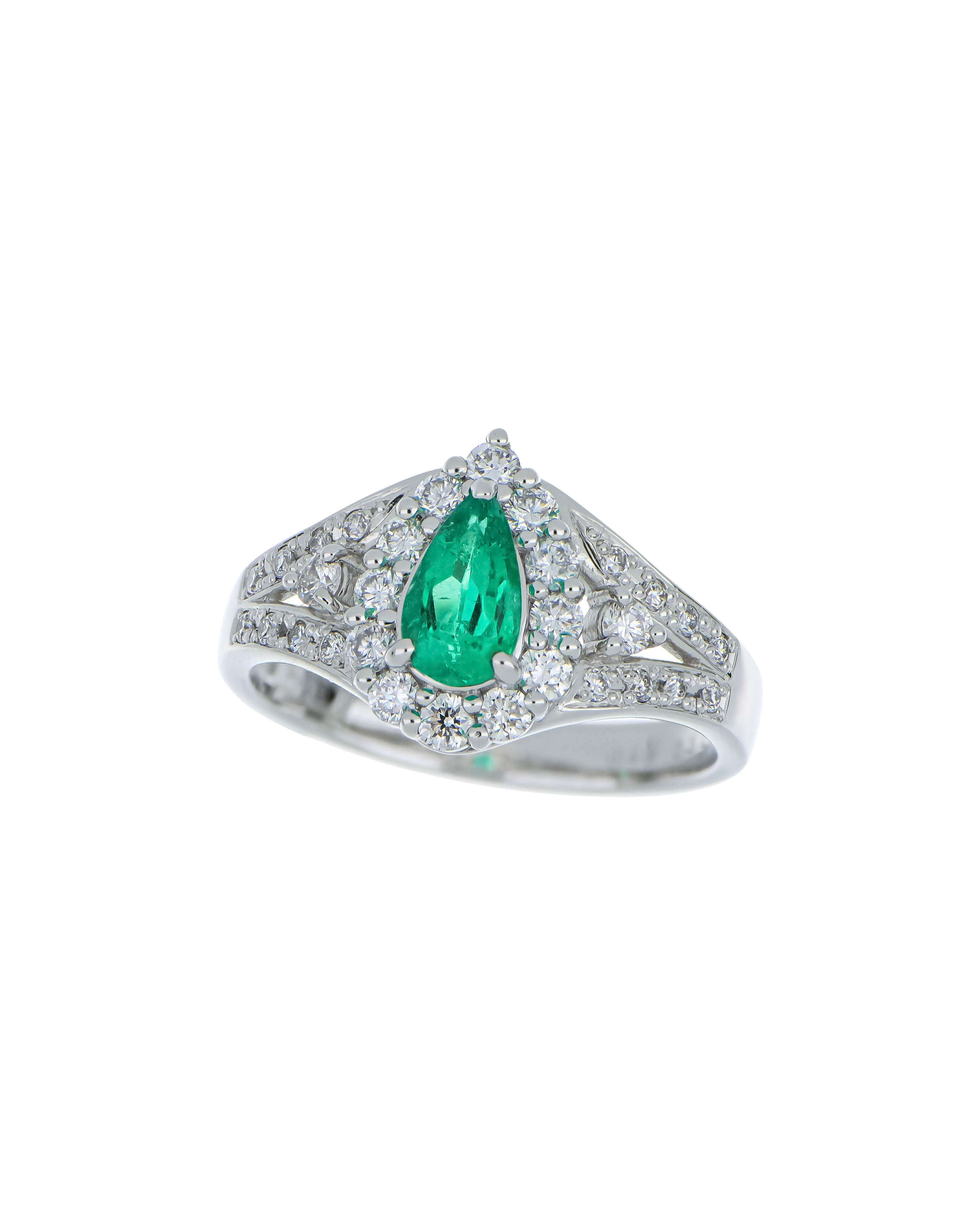 Natural Vintage Emerald Ring with Pear Design