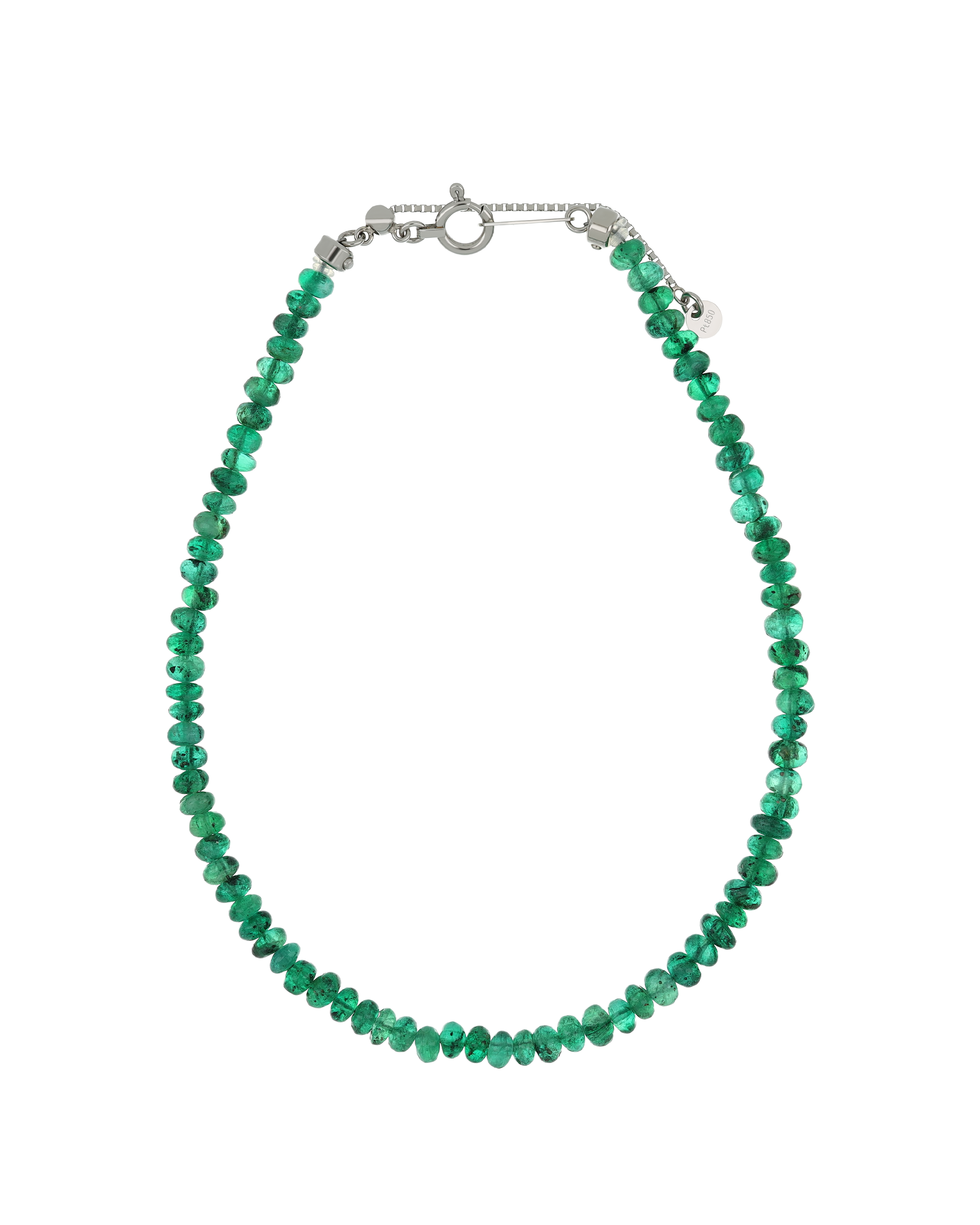 Platinum Bracelet with Green Bead Gemstone