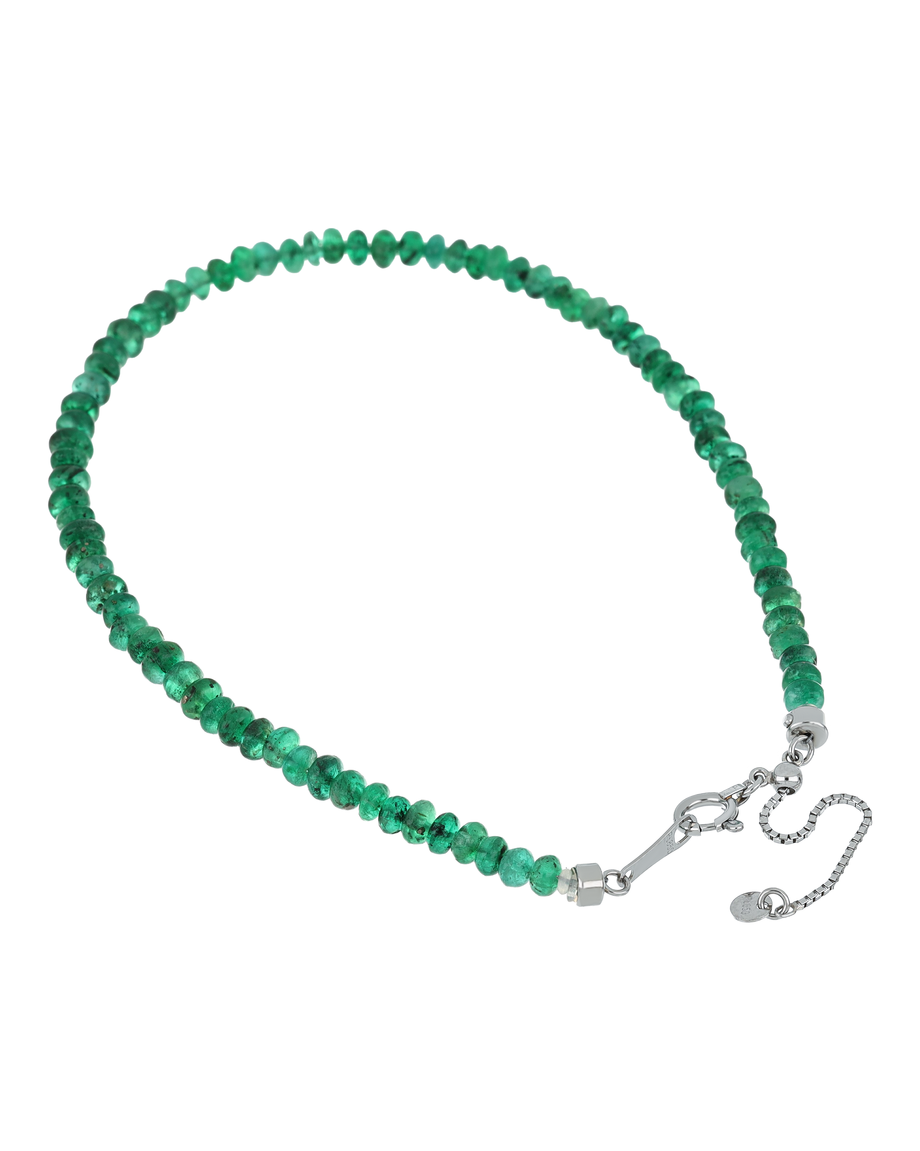 Platinum Bracelet with Green Bead Gemstone