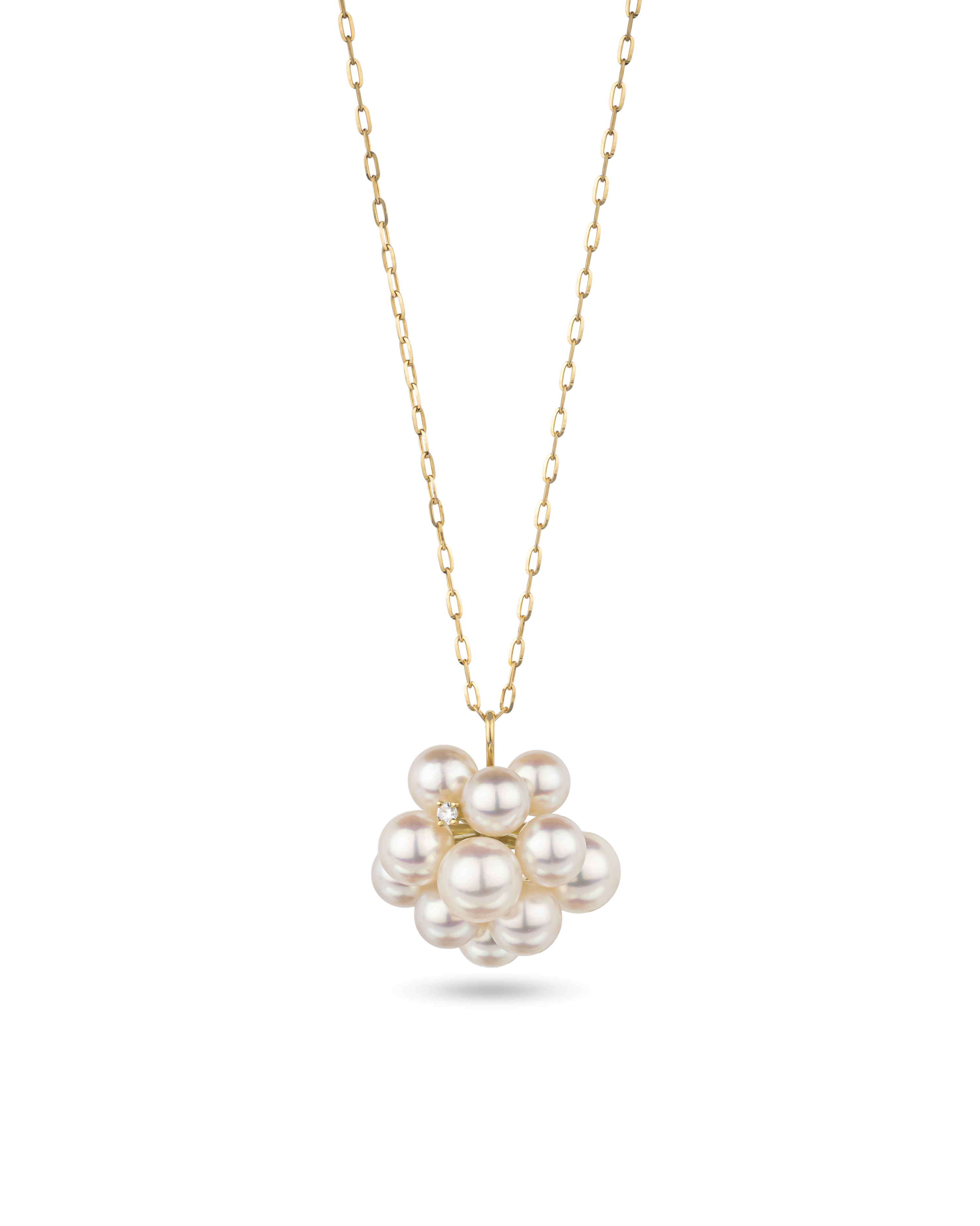 K18 Yellow Gold Akoya Baby Pearl Cluster Pendant Necklace