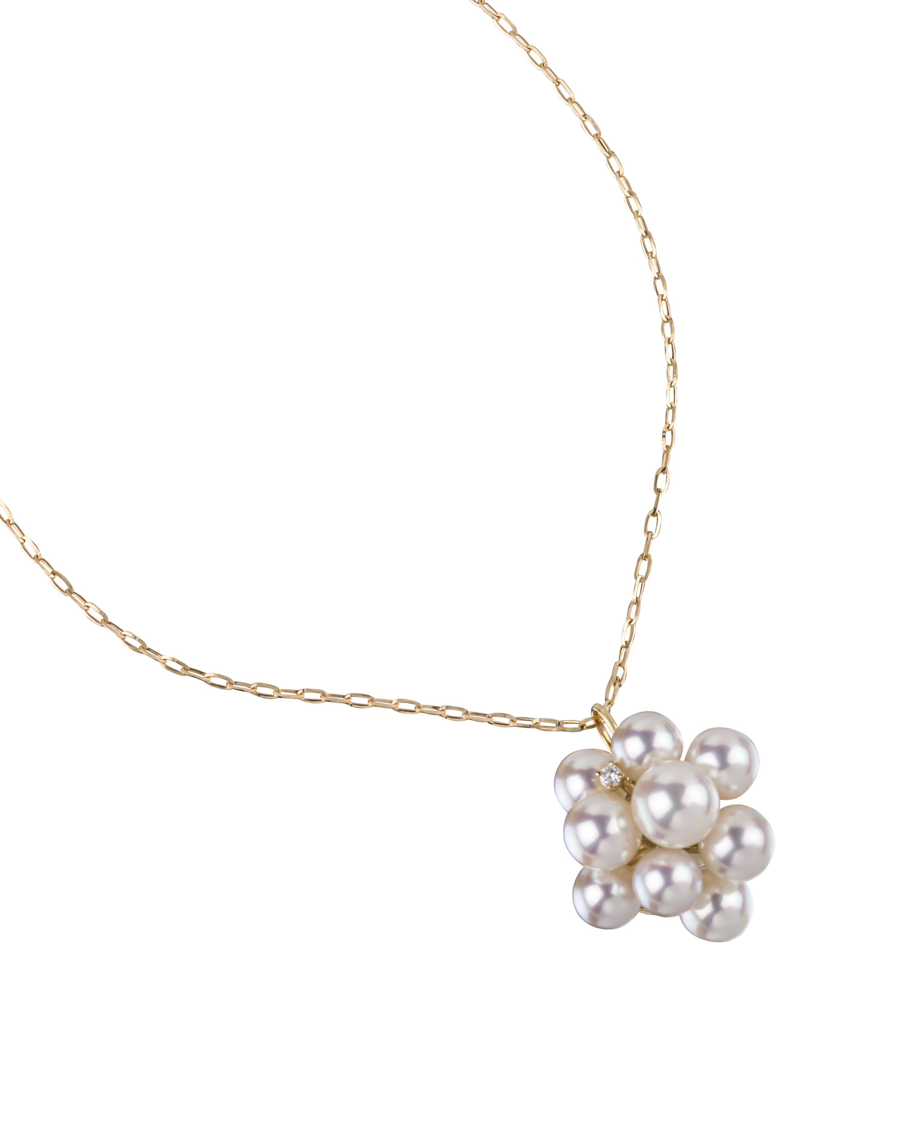 K18 Yellow Gold Akoya Baby Pearl Cluster Pendant Necklace