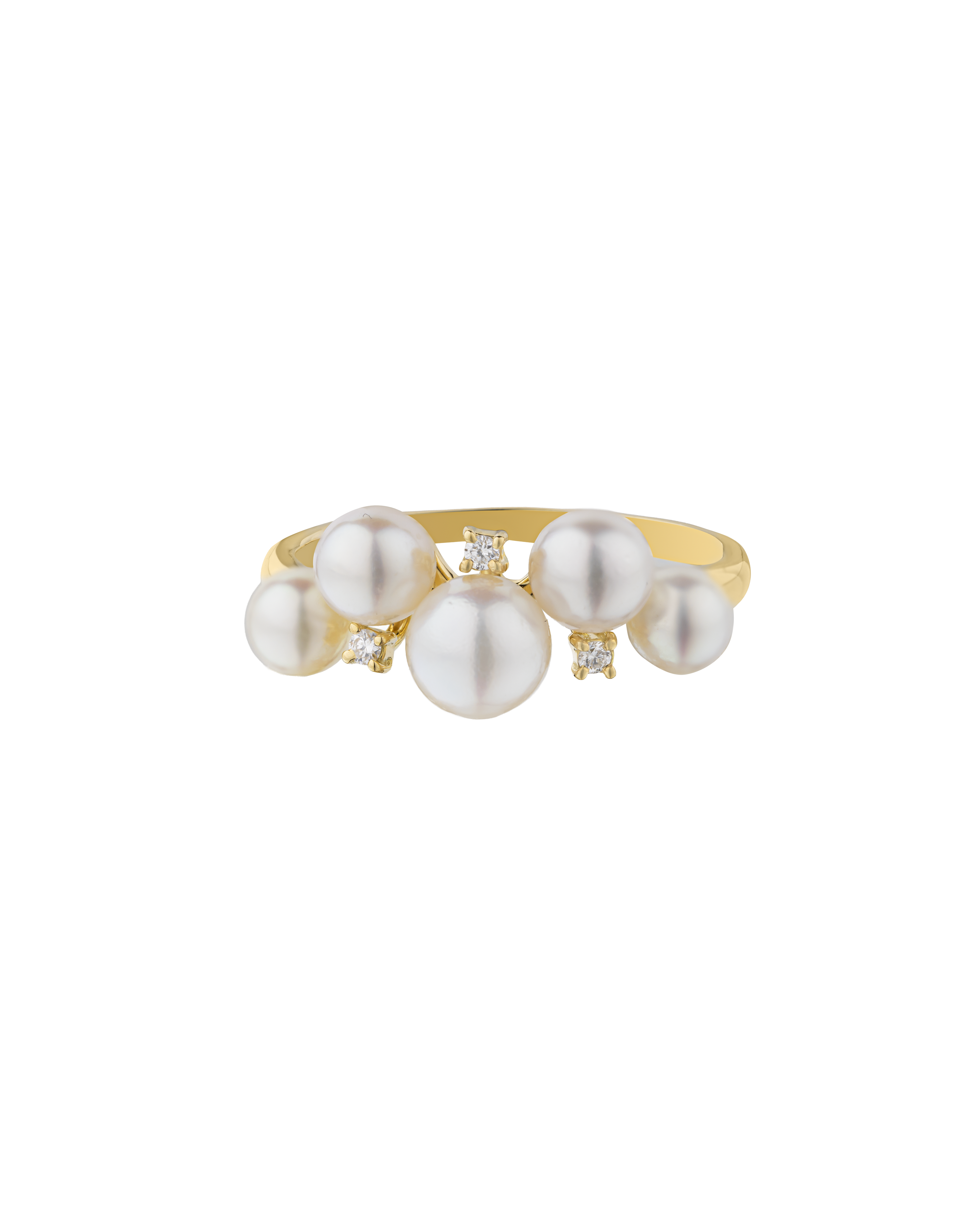 アコヤベビーパール クラスターリング 3.6ct イエローゴールド