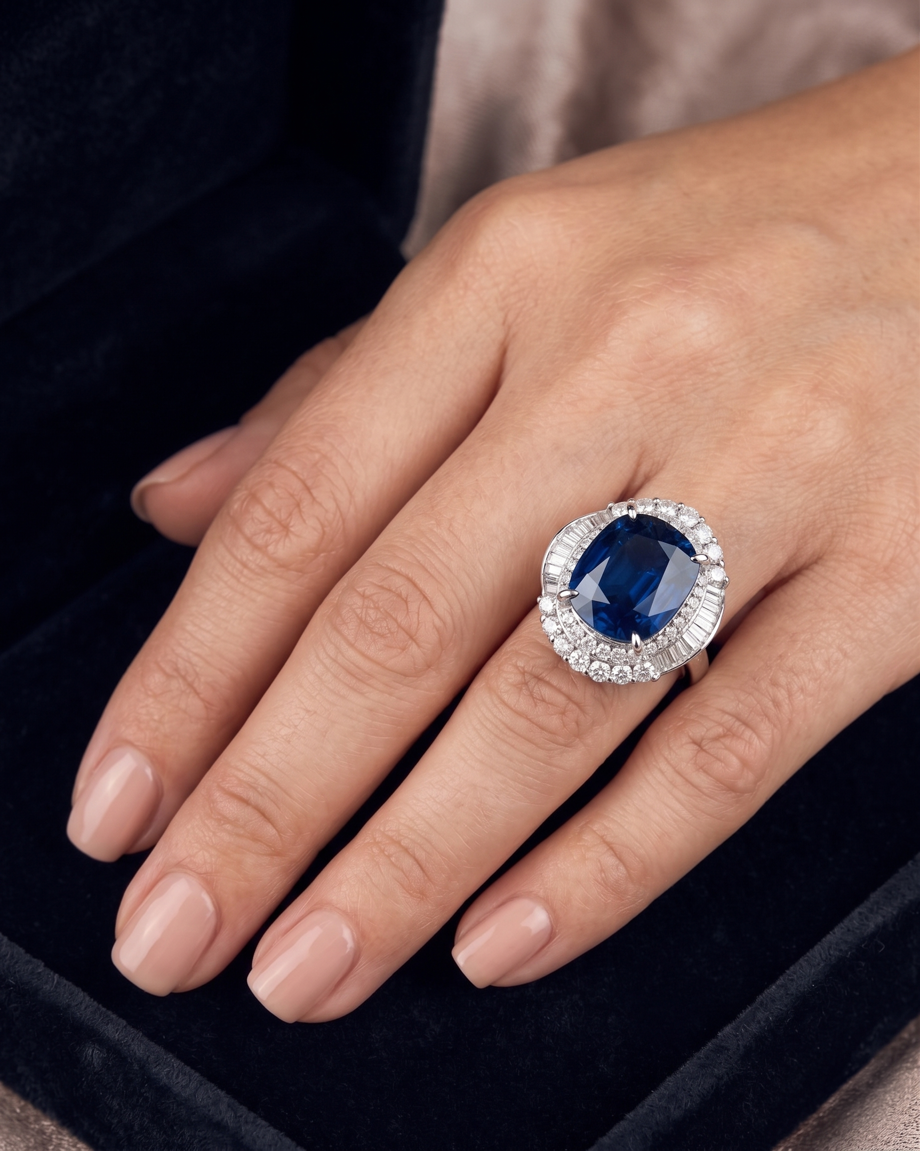 GIA Certified Blue Sapphire Halo Ring